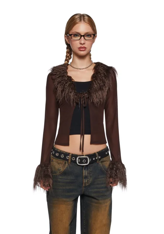 With The Band Knit Cardigan - Brown sold by Dolls Kill