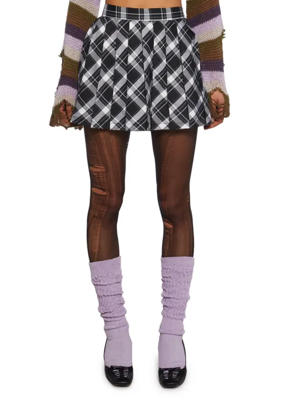 Rad Omens Pleated Mini Skirt - Plaid sold by Dolls Kill