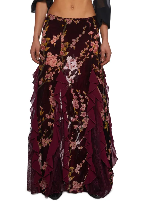 Stumbled On Sublime Maxi Skirt  - Burgundy sold by Dolls Kill