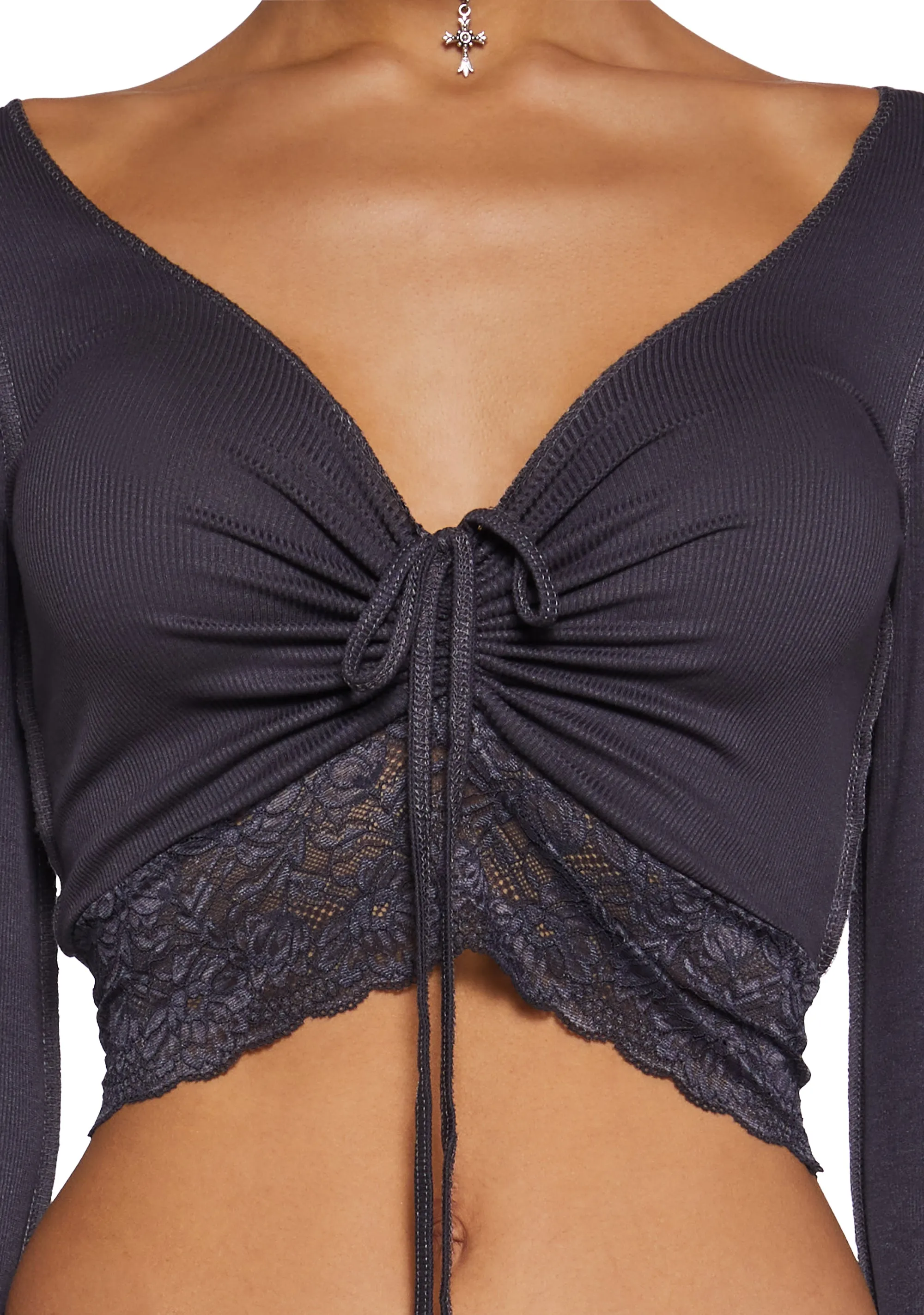 Snap Back Long Sleeve Top - Gray sold by Dolls Kill product image thumbnail 5