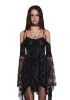 F is For Fairies Handkerchief Dress - Black Velvet Lace sold by Dolls Kill