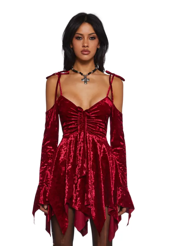 F is For Fairies Handkerchief Dress - Red Velvet sold by Dolls Kill