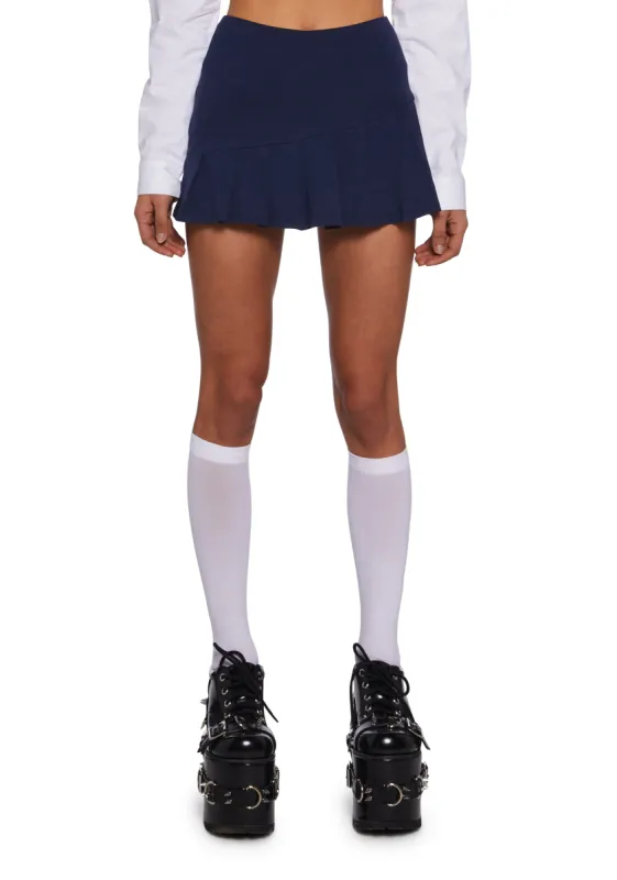 Poetic Scene Pleated Skort - Dark Blue sold by Dolls Kill