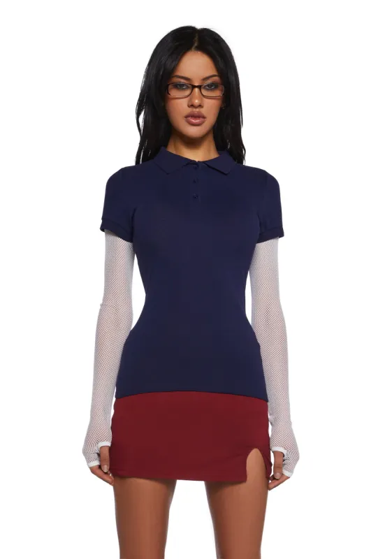 Perfectly Preppy Short Sleeve Top - Blue sold by Dolls Kill