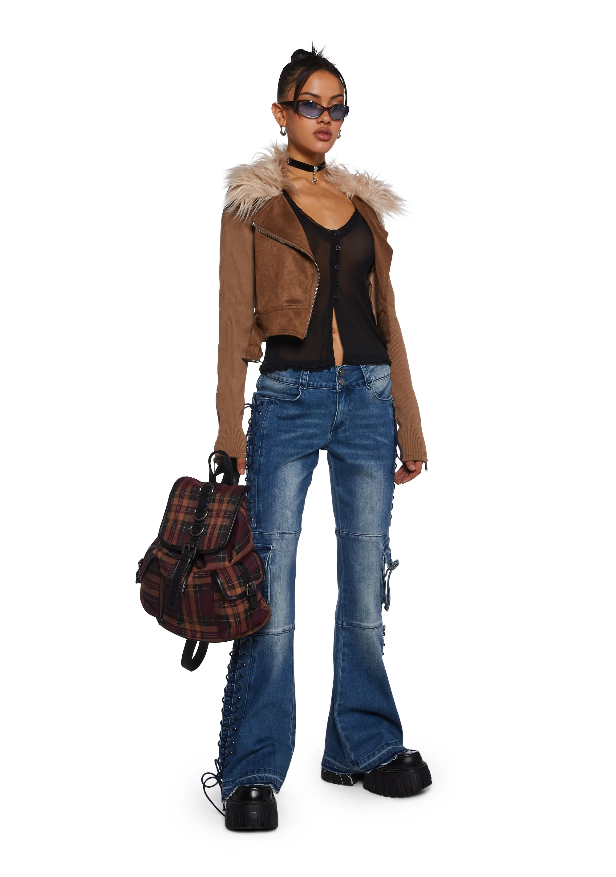 Something To Prove Lace-Up Flare Jeans sold by Dolls Kill product image thumbnail 2