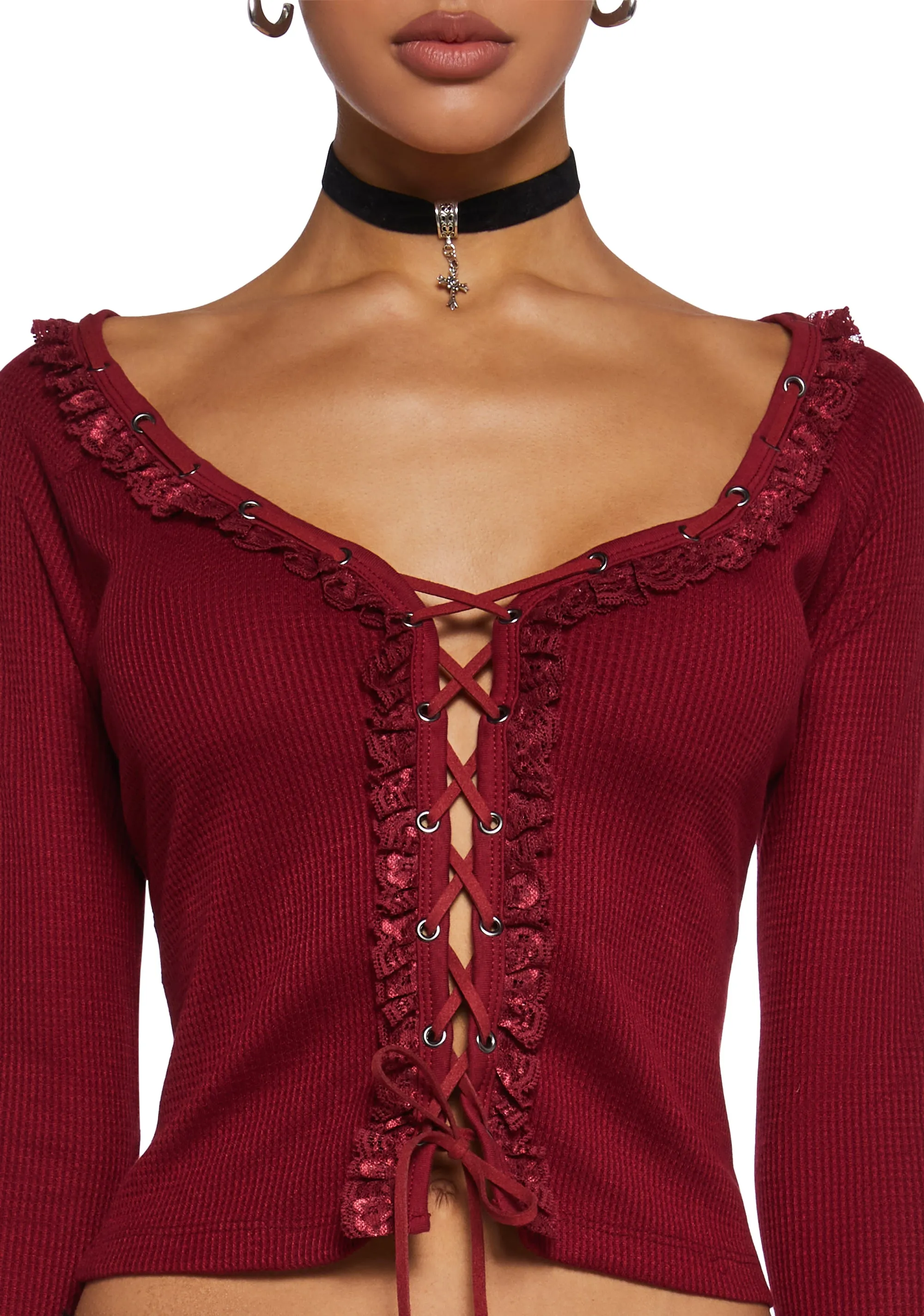 Wish You Would Thermal Long Sleeve Top sold by Dolls Kill product image thumbnail 5