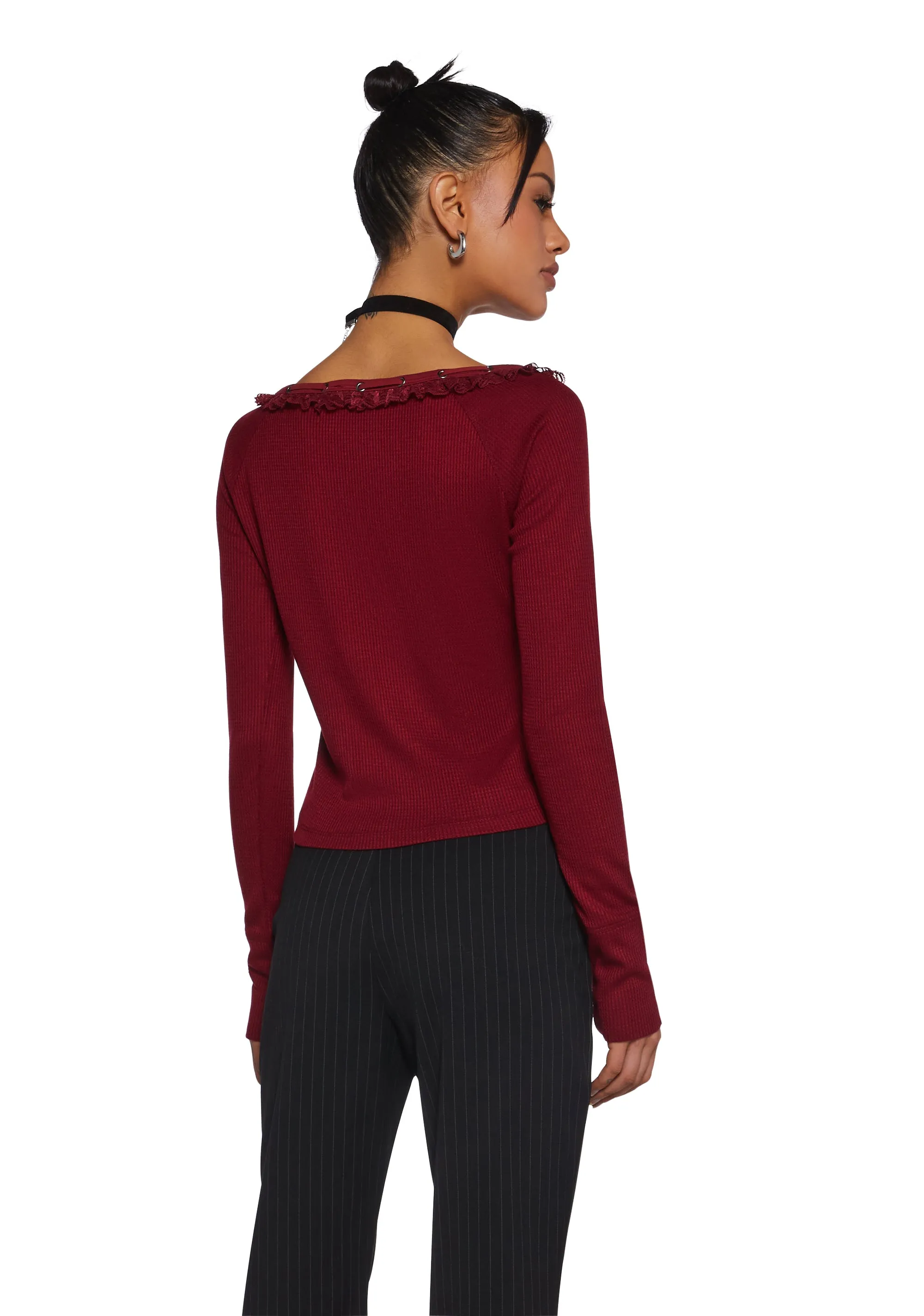 Wish You Would Thermal Long Sleeve Top sold by Dolls Kill product image thumbnail 4