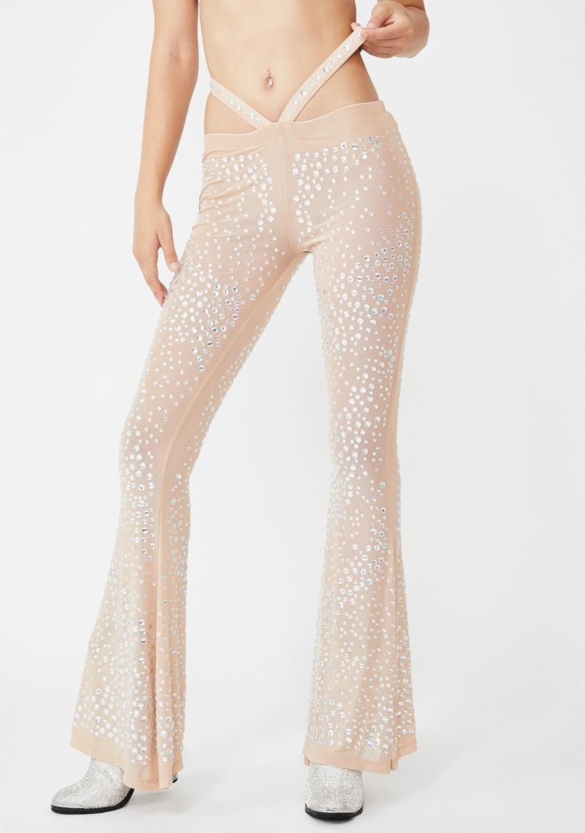 Nude Stardust Showdown Strappy Flares sold by Dolls Kill