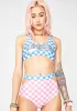 Check High Waist Cut-Out Bikini Bottoms sold by Dolls Kill