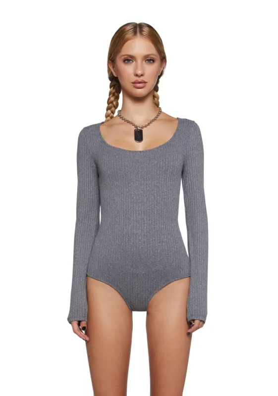 Carefree Energy Long Sleeve Bodysuit - Gray sold by Dolls Kill