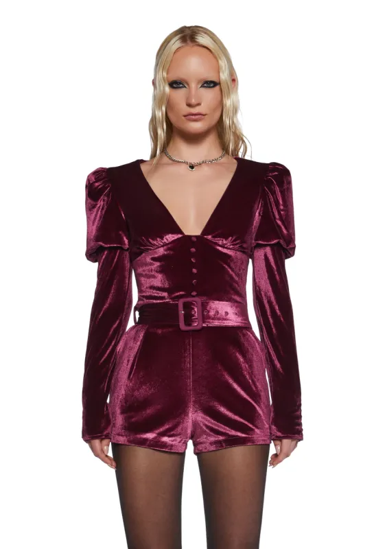 Chic Manners Velvet Romper - Pink sold by Dolls Kill
