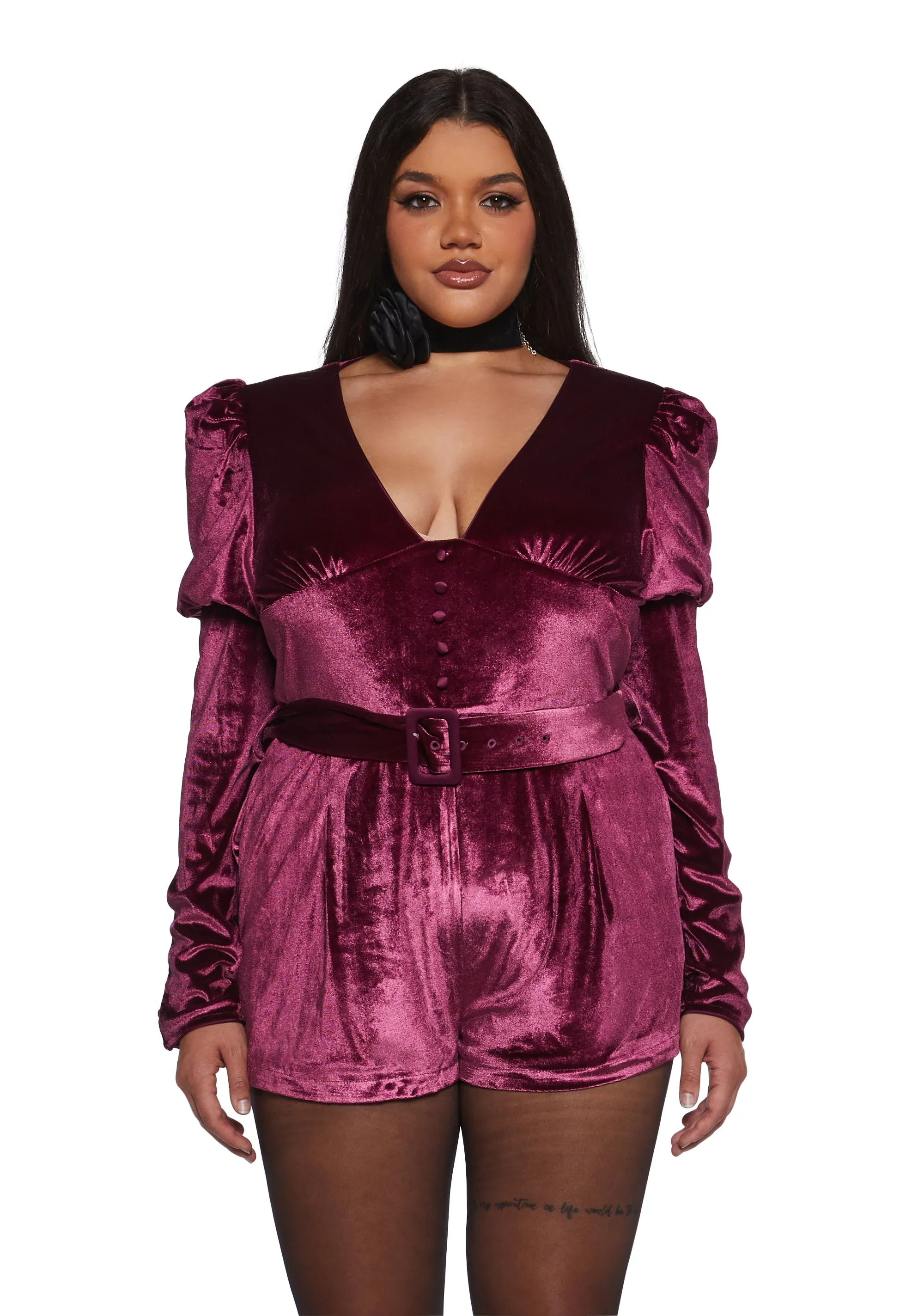 Chic Manners Velvet Romper - Pink sold by Dolls Kill product image thumbnail 2