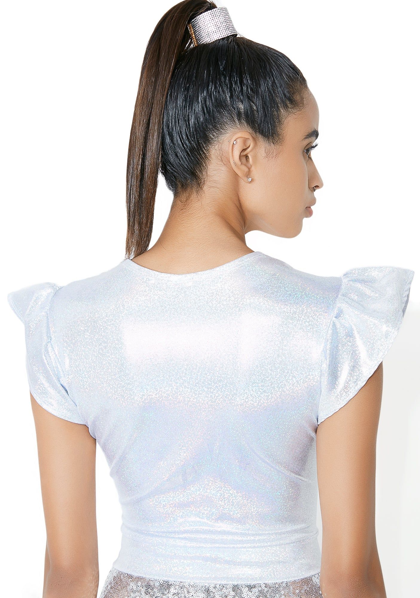 Flirty Flutter Holographic Crop Top sold by Dolls Kill product image thumbnail 4