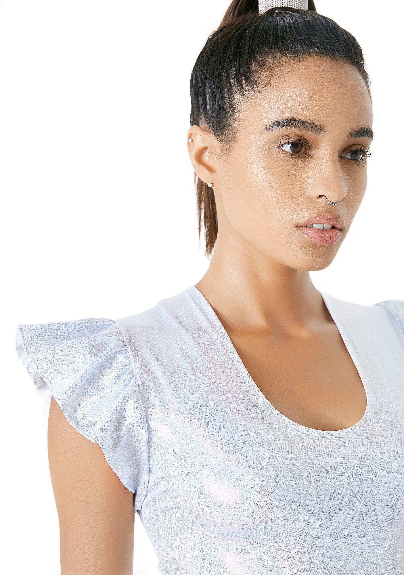 Flirty Flutter Holographic Crop Top sold by Dolls Kill product image thumbnail 2