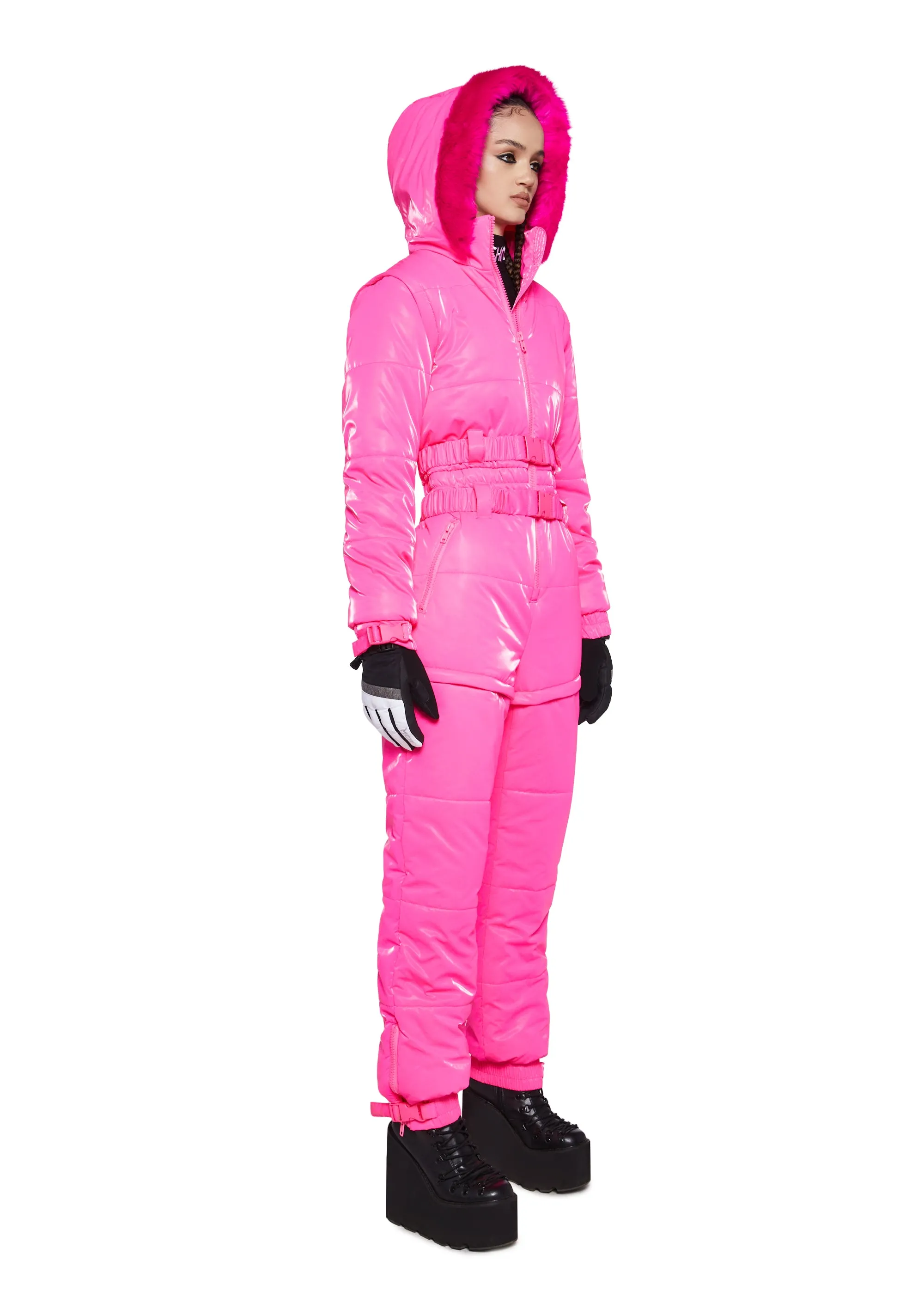 Aurora Beam Liquid Velvet Snowsuit - Pink sold by Dolls Kill product image thumbnail 4