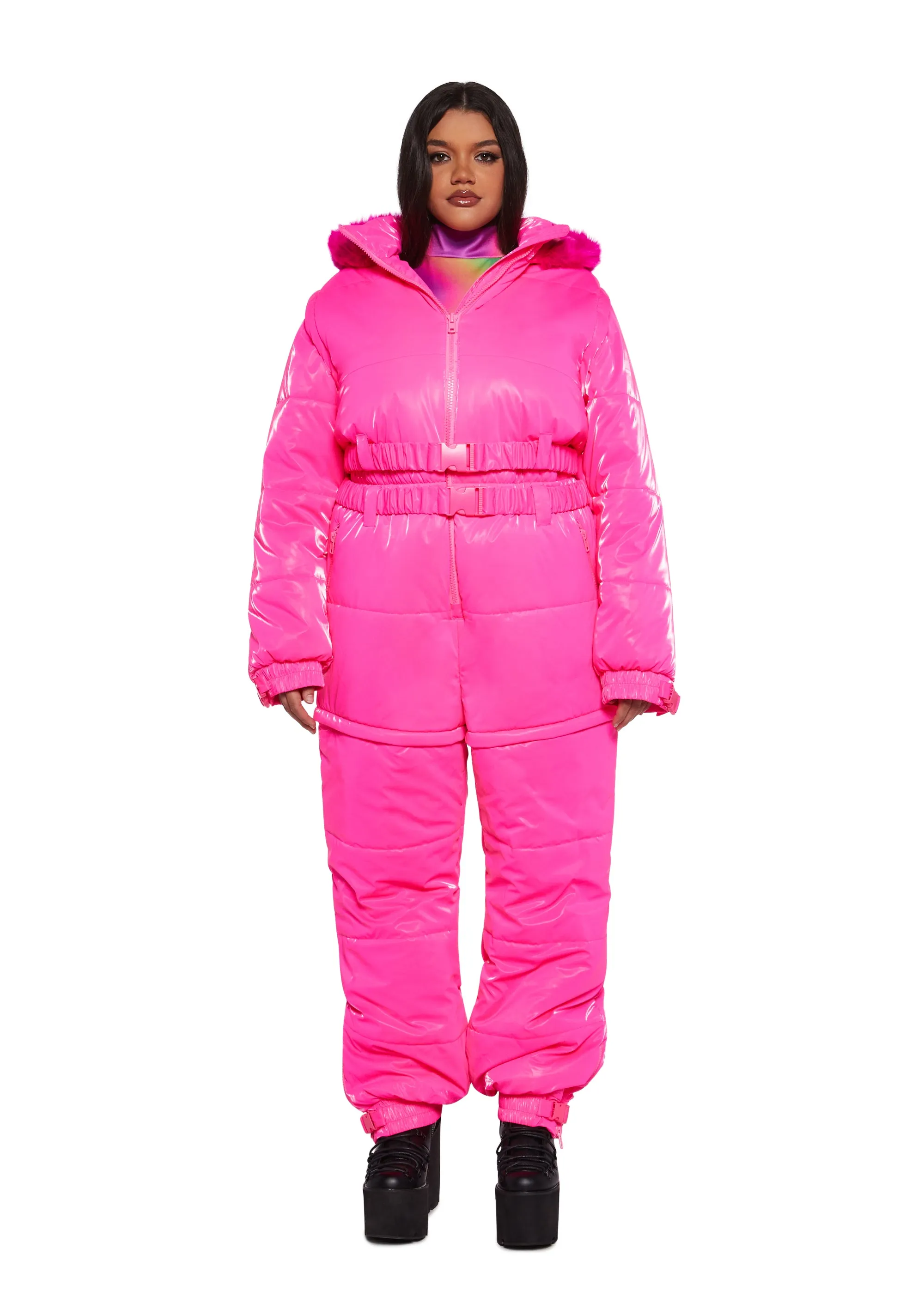 Aurora Beam Liquid Velvet Snowsuit - Pink sold by Dolls Kill product image thumbnail 2