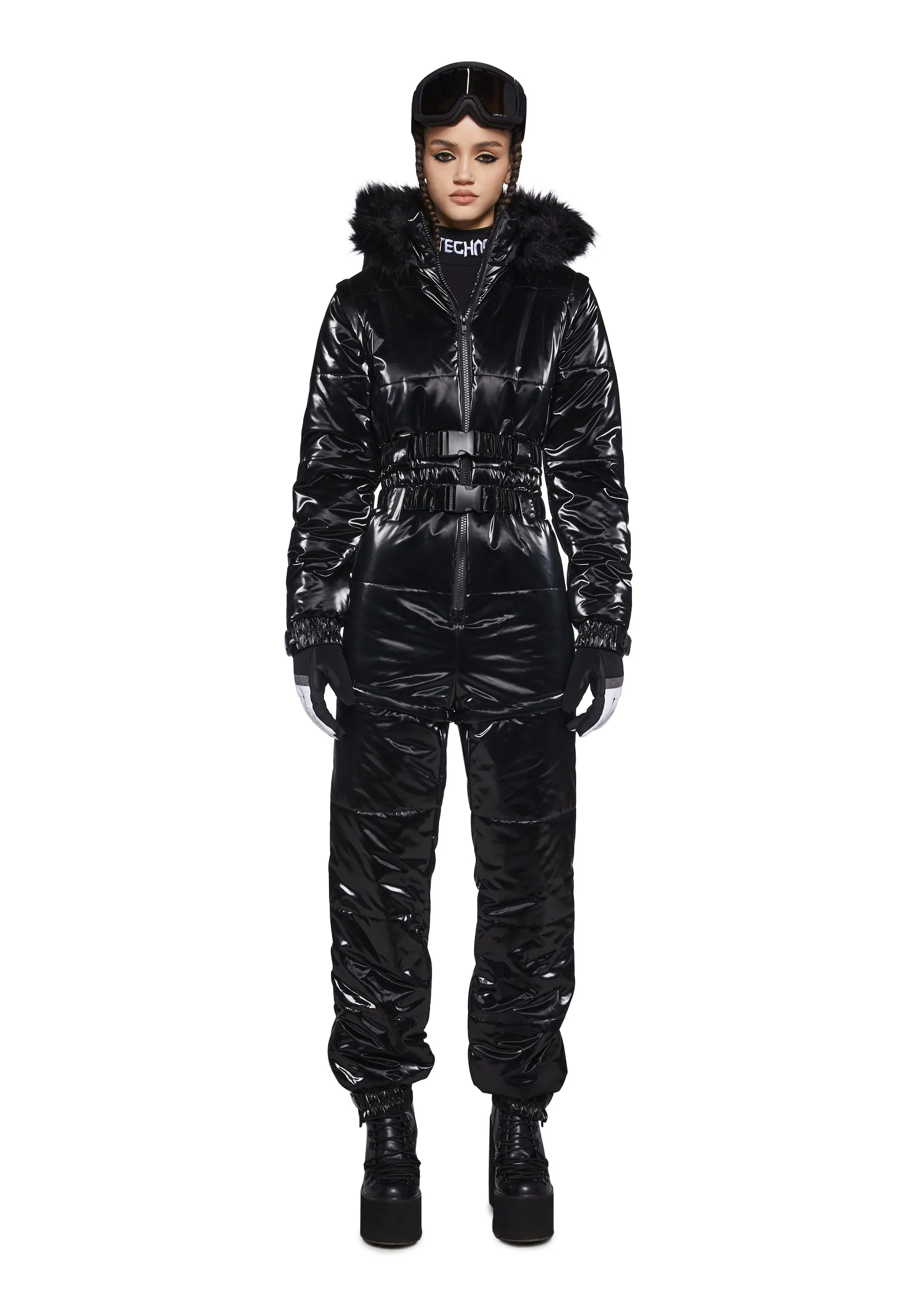 Aurora Beam Liquid Velvet Snowsuit - Black sold by Dolls Kill