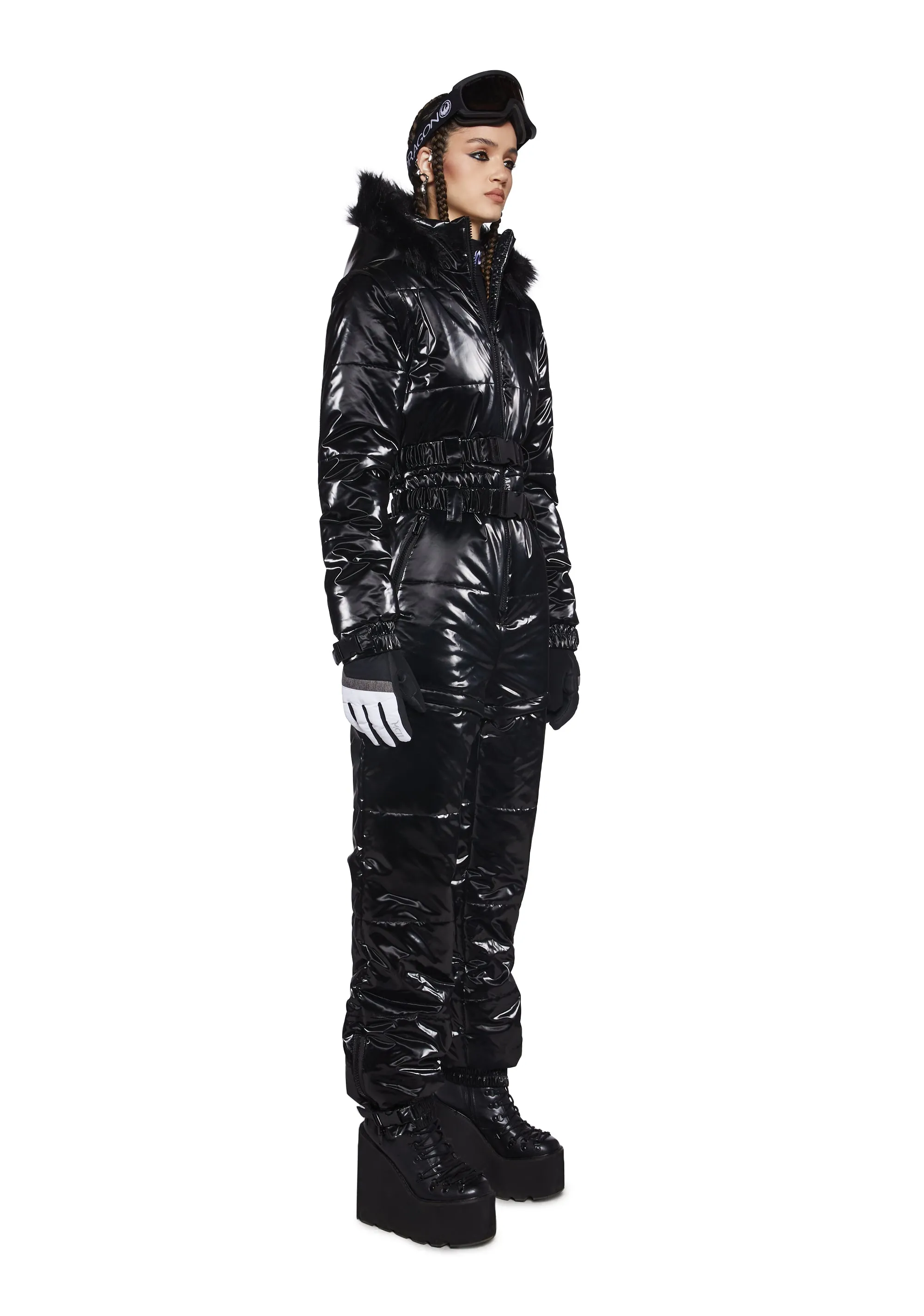 Aurora Beam Liquid Velvet Snowsuit - Black sold by Dolls Kill product image thumbnail 4