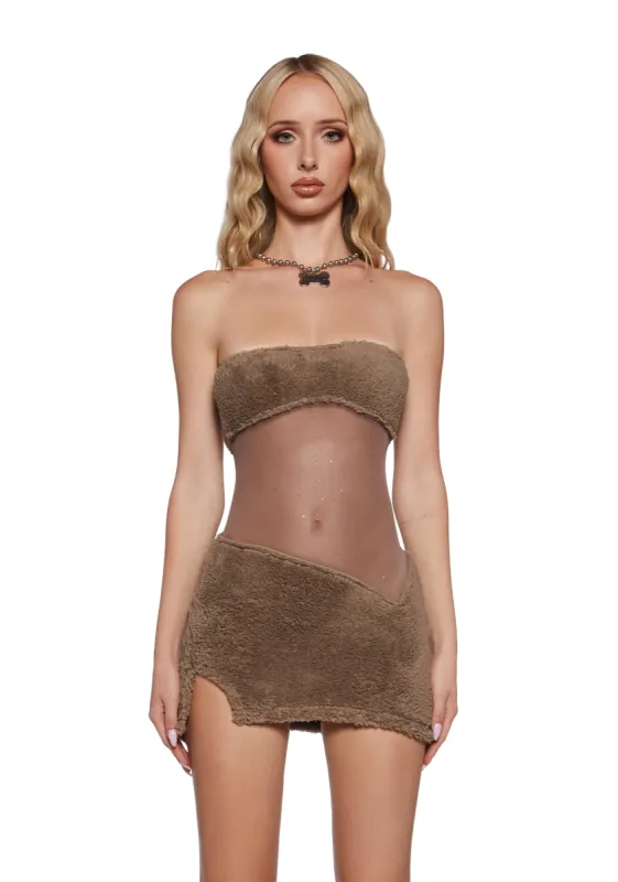Call My Bluff Mini Dress - Mocha sold by Dolls Kill