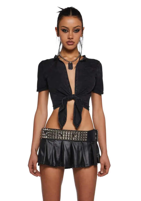 After The Afterparty Short Sleeve Top - Black sold by Dolls Kill