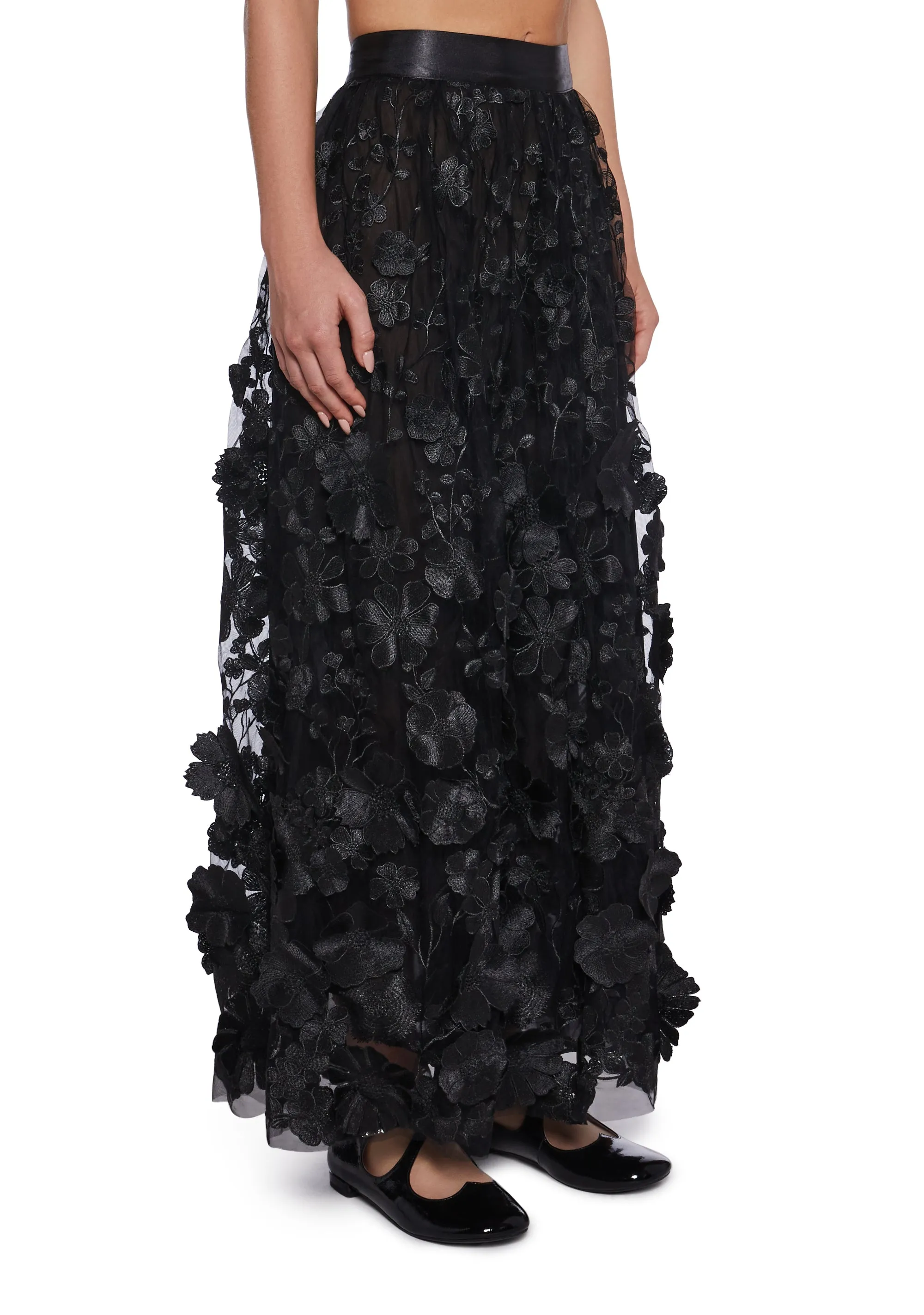 Floral Dreams Maxi Skirt - Black sold by Dolls Kill product image thumbnail 3