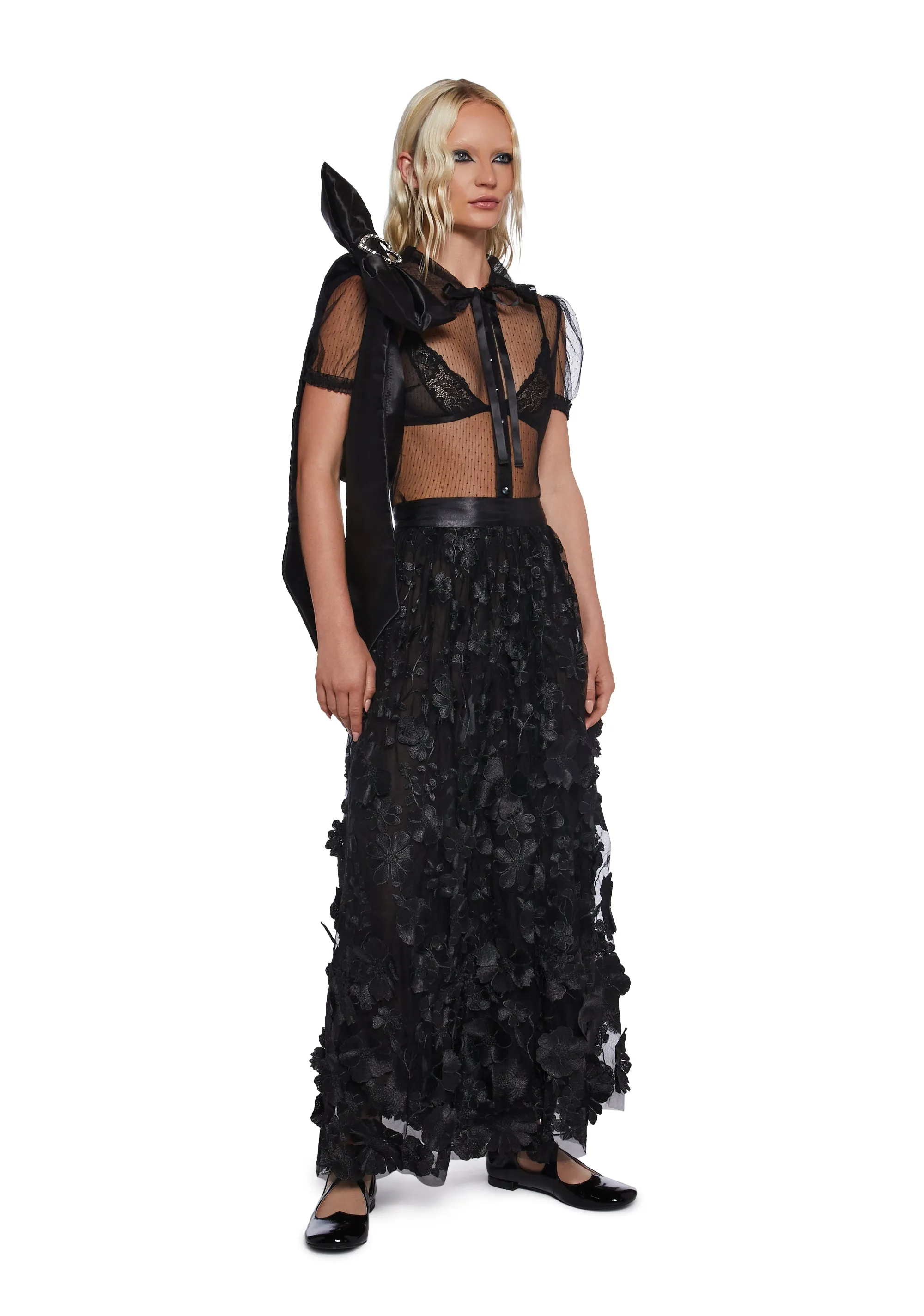 Floral Dreams Maxi Skirt - Black sold by Dolls Kill product image thumbnail 2