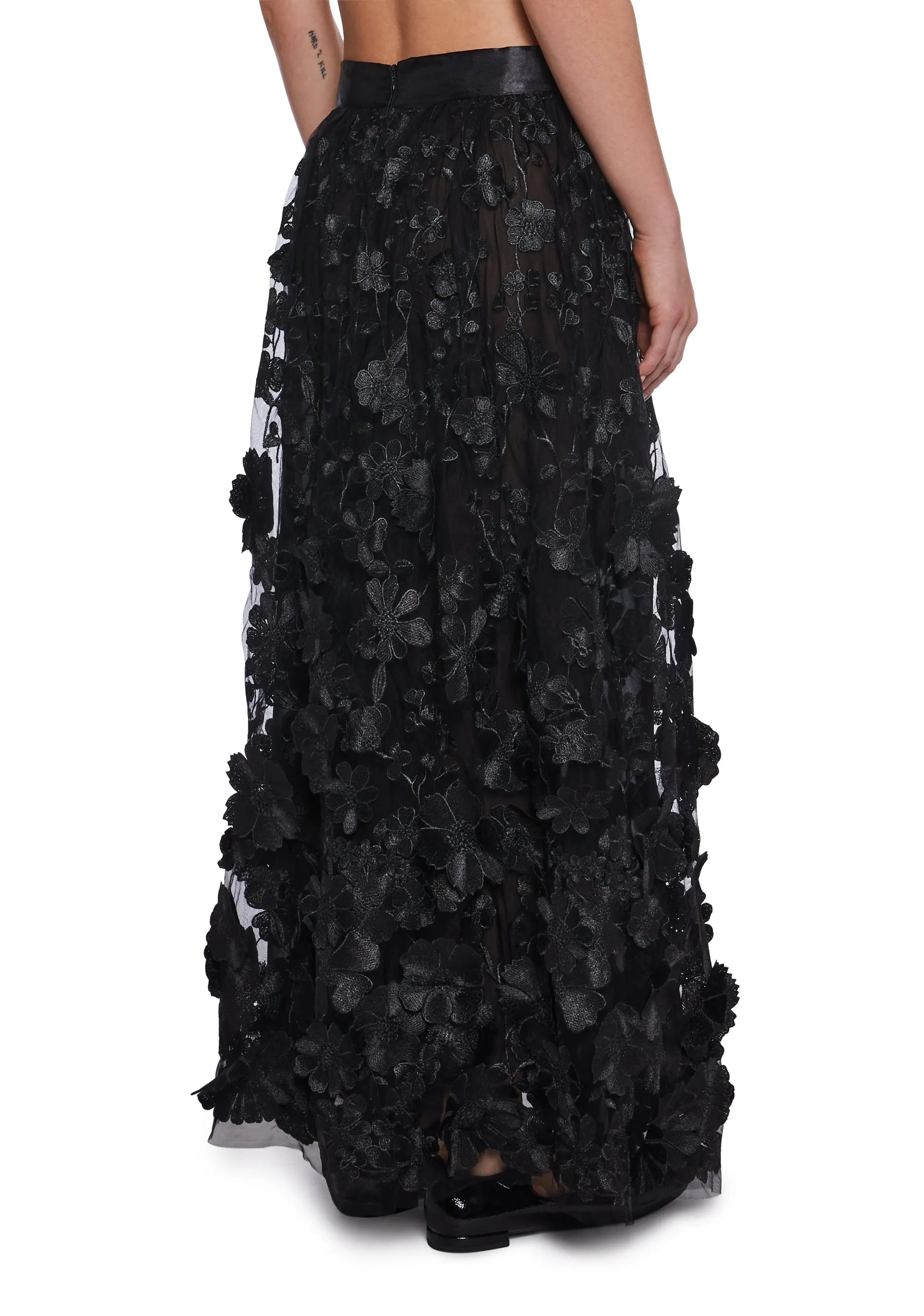 Floral Dreams Maxi Skirt - Black sold by Dolls Kill product image thumbnail 4