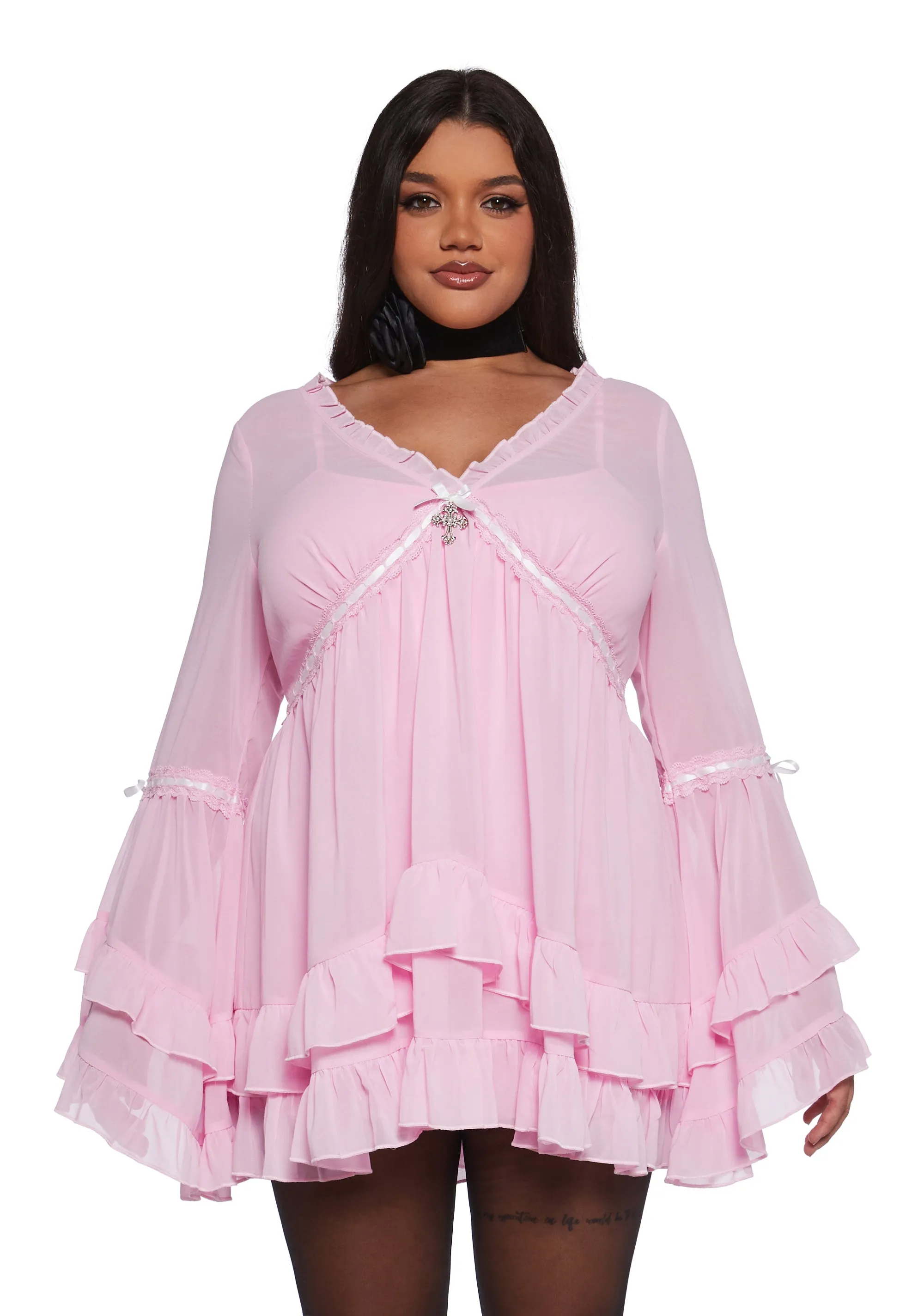 Plus Real Divinity Mini Dress - Light Pink sold by Dolls Kill