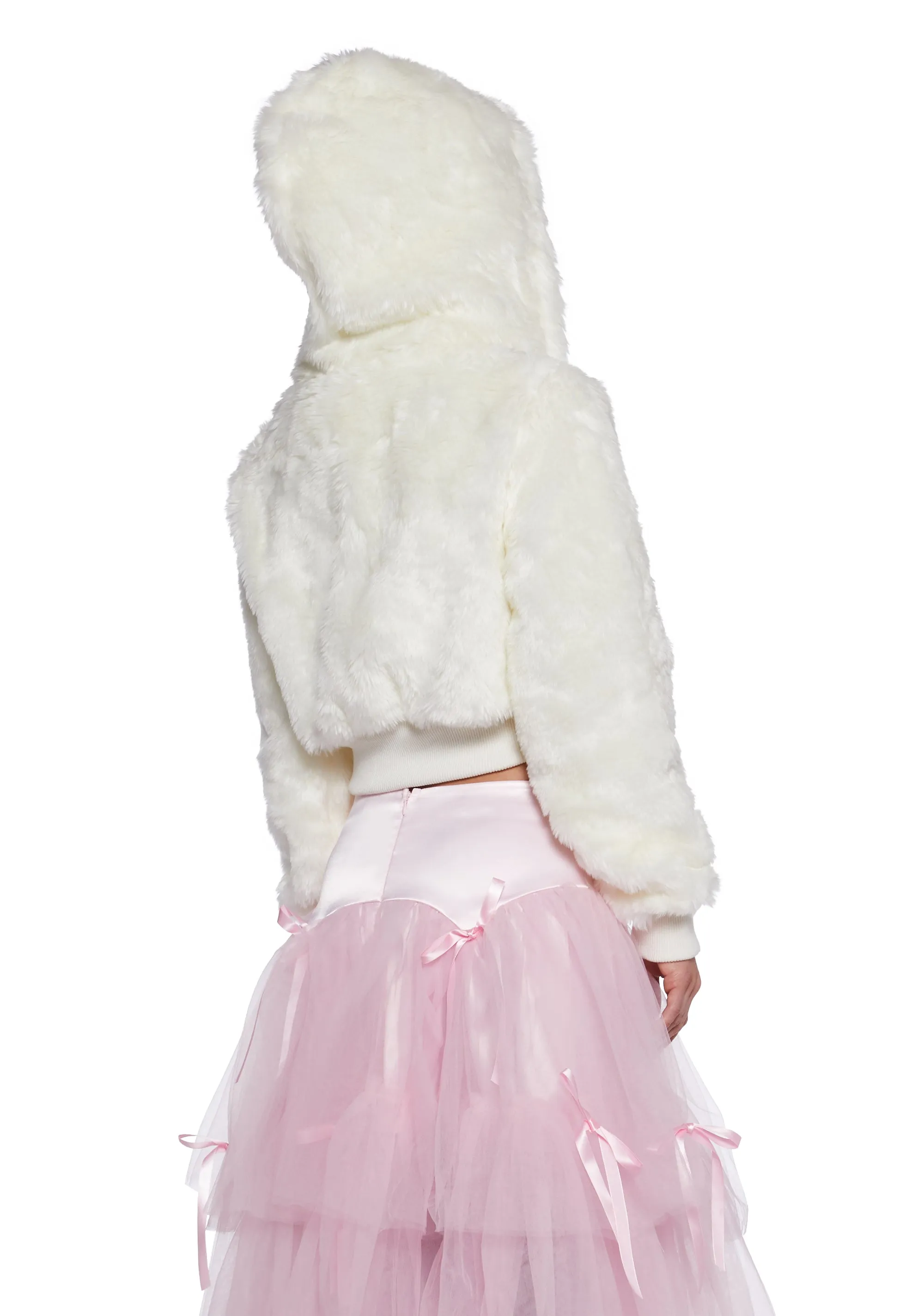 Candy Blossom Faux Fur Hoodie - Ivory sold by Dolls Kill product image thumbnail 4