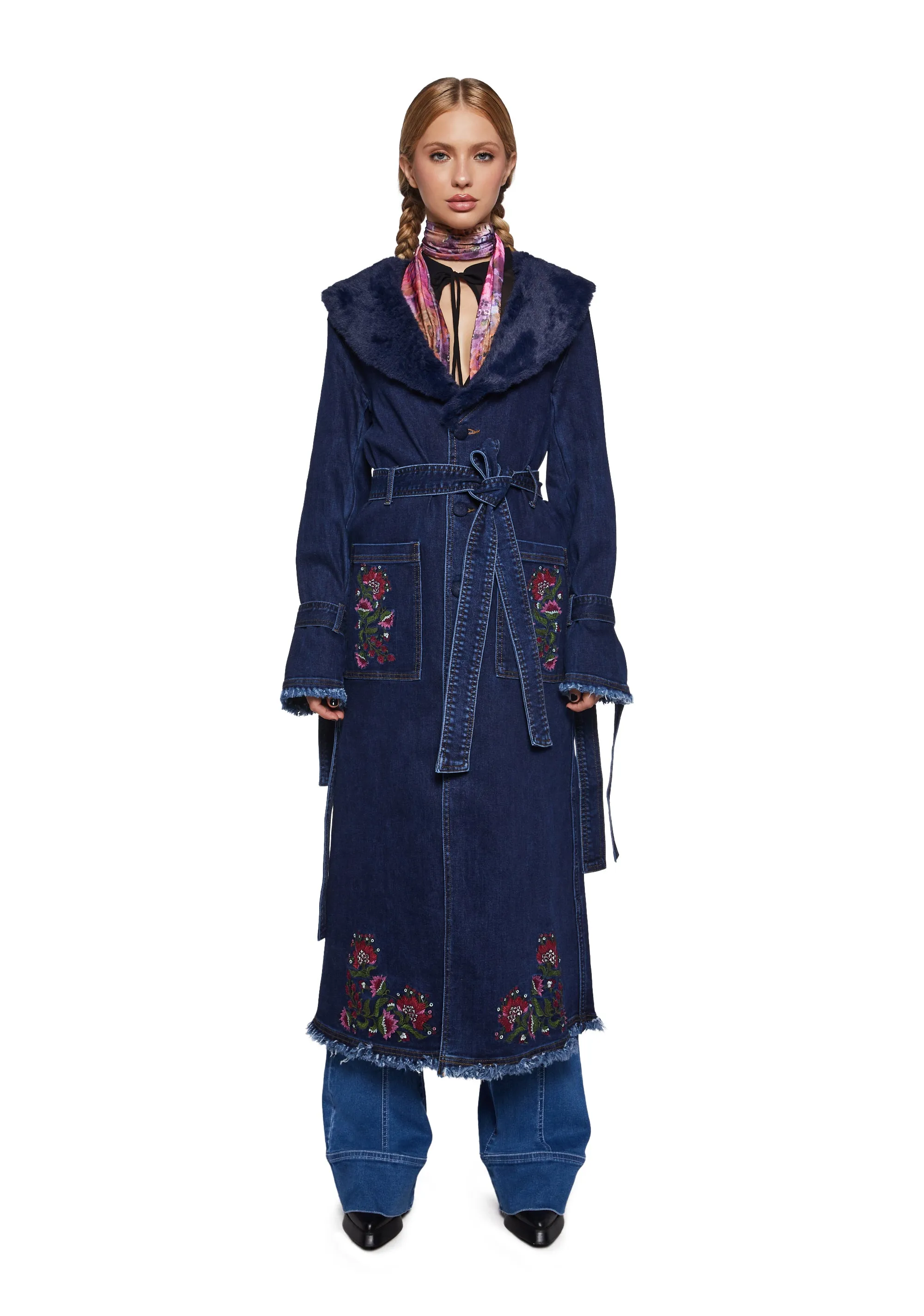 Woven Dreams Denim Trench Coat sold by Dolls Kill