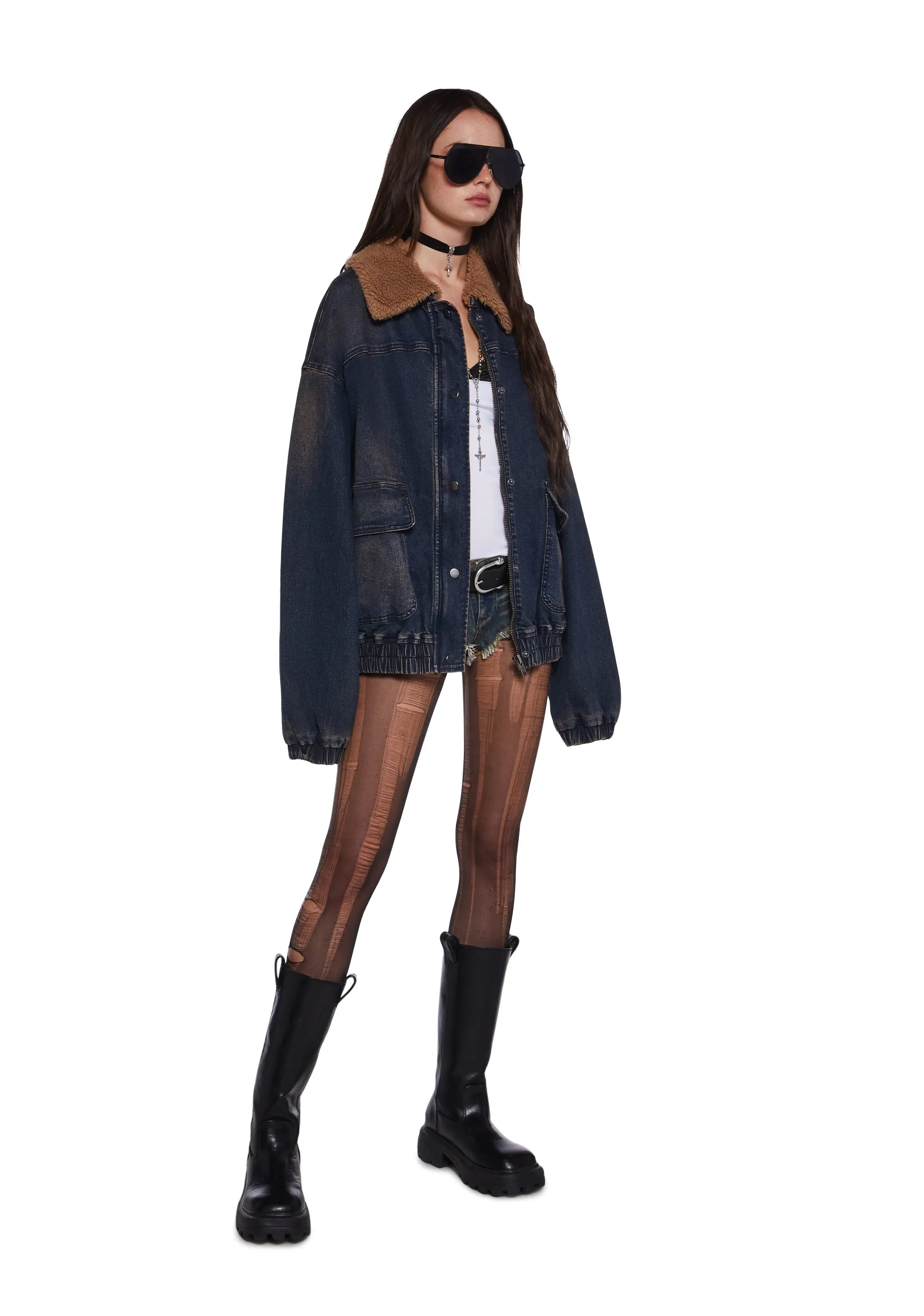 At The Diner Denim Bomber Jacket sold by Dolls Kill product image thumbnail 2