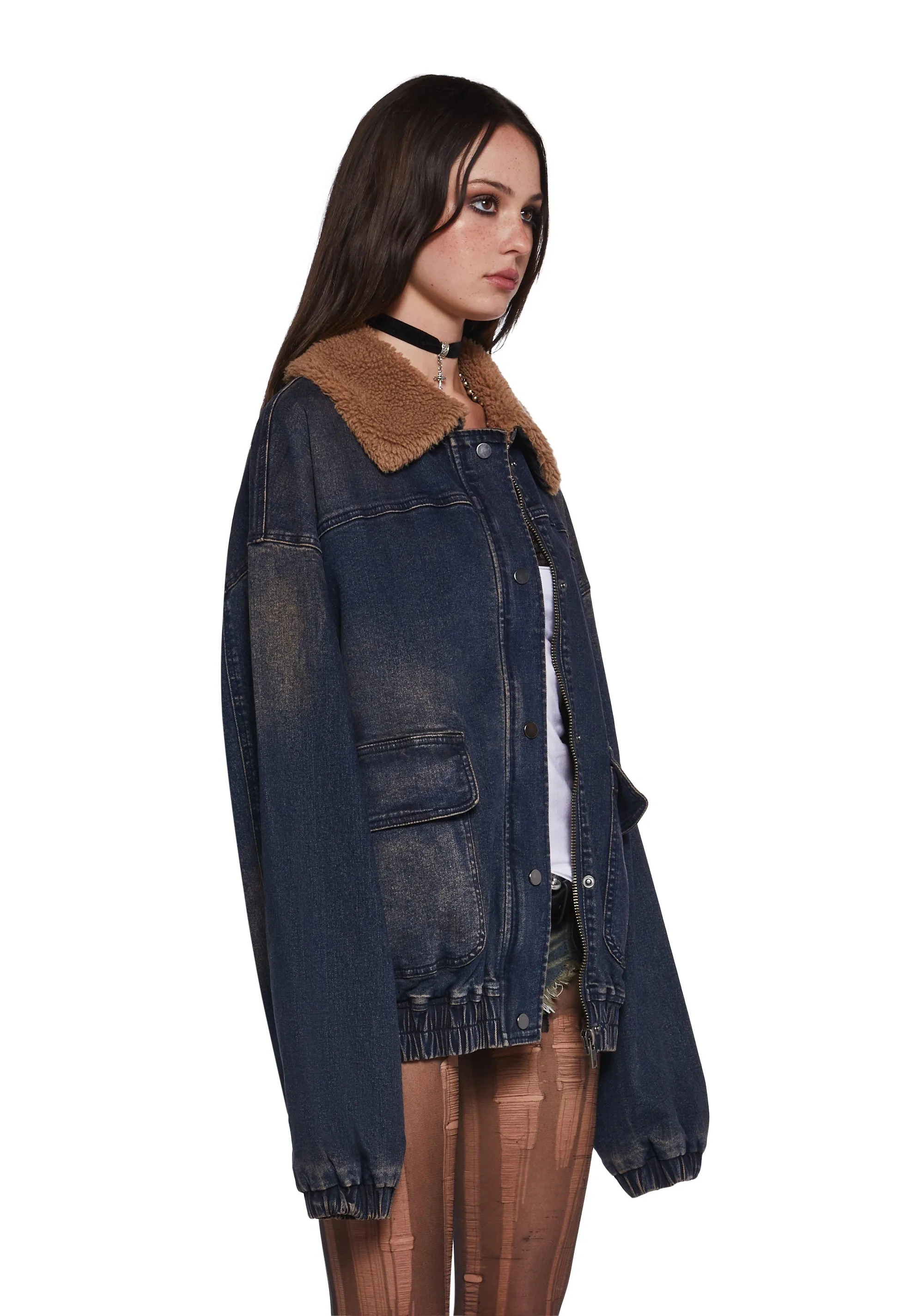 At The Diner Denim Bomber Jacket sold by Dolls Kill product image thumbnail 3