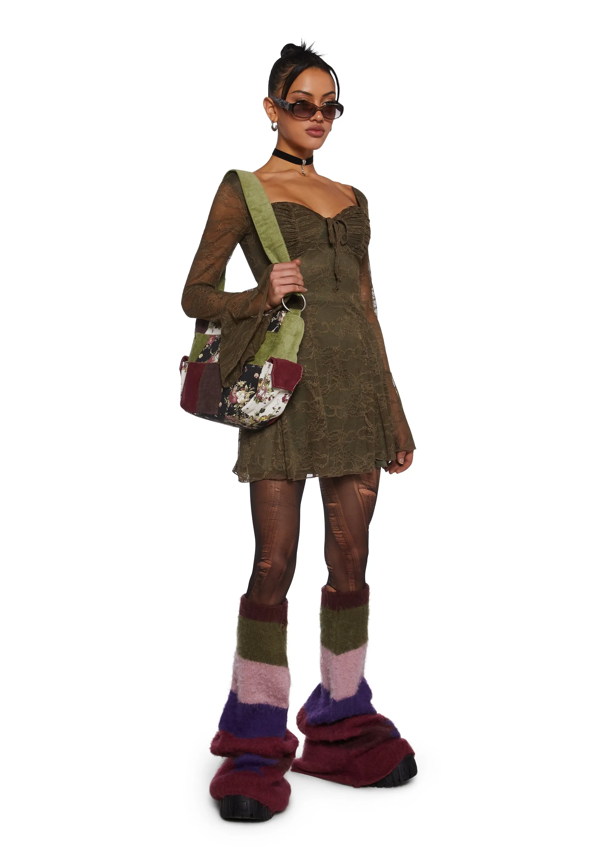 Aura Points Lace Mini Dress - Green sold by Dolls Kill product image thumbnail 3