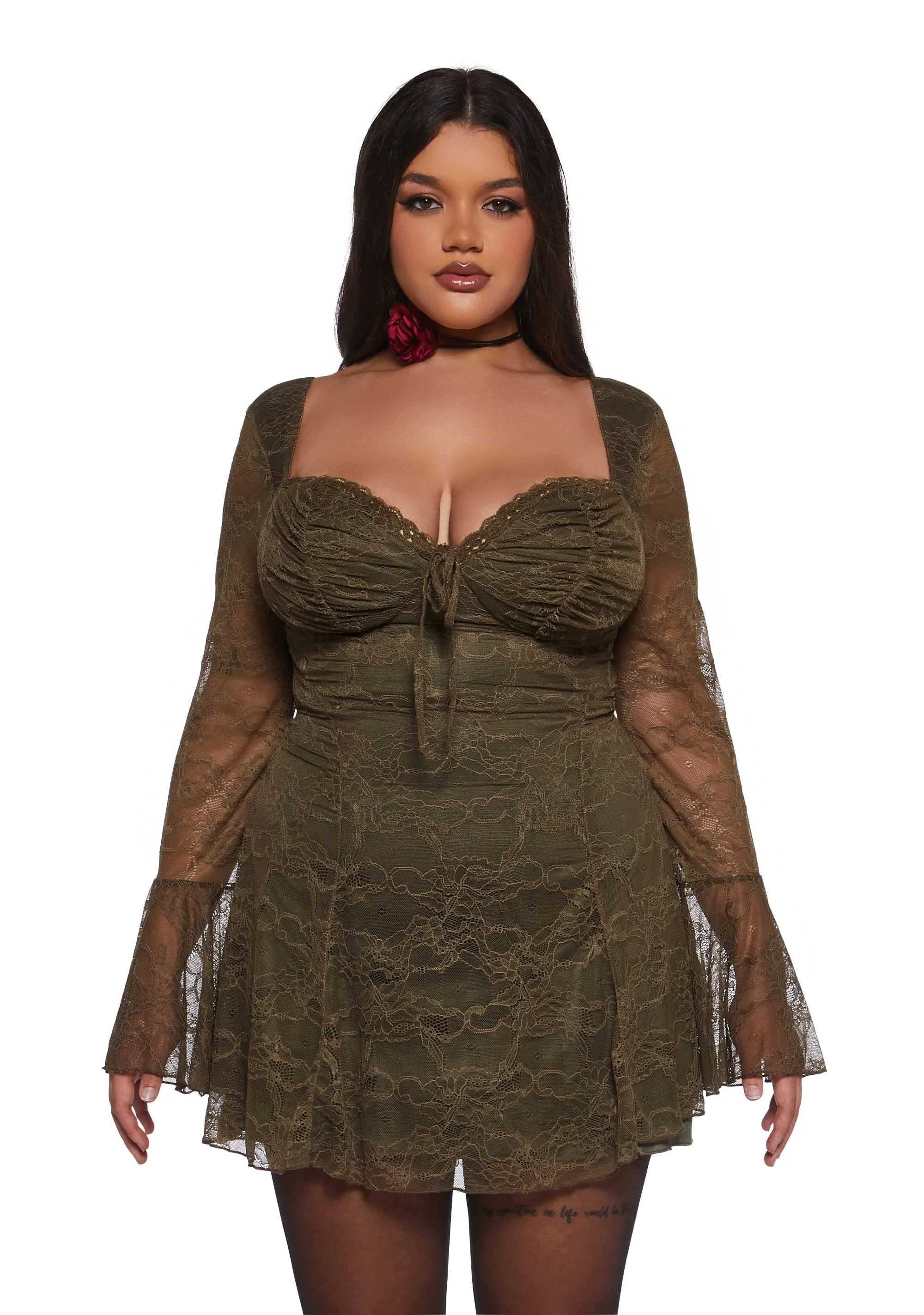 Aura Points Lace Mini Dress - Green sold by Dolls Kill product image thumbnail 2