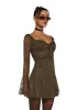 Aura Points Lace Mini Dress - Green sold by Dolls Kill