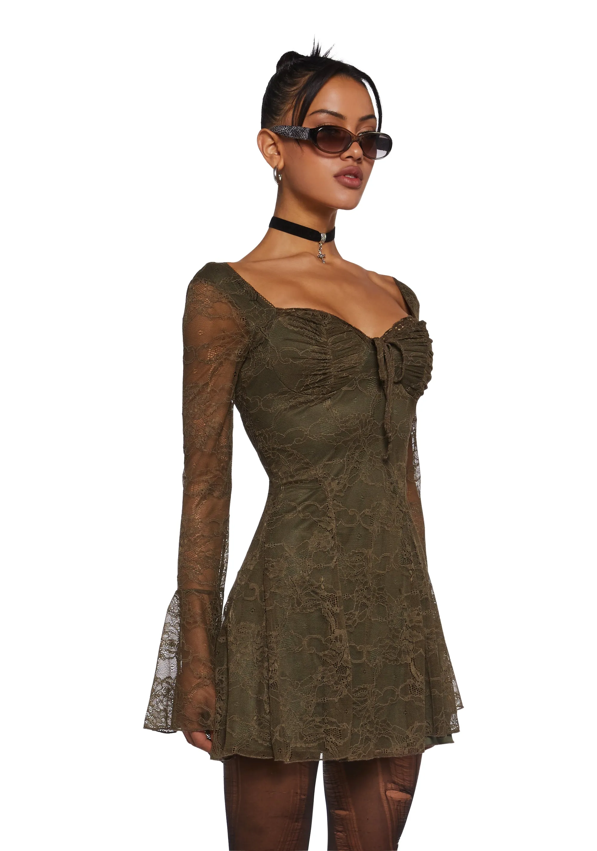 Aura Points Lace Mini Dress - Green sold by Dolls Kill product image thumbnail 4