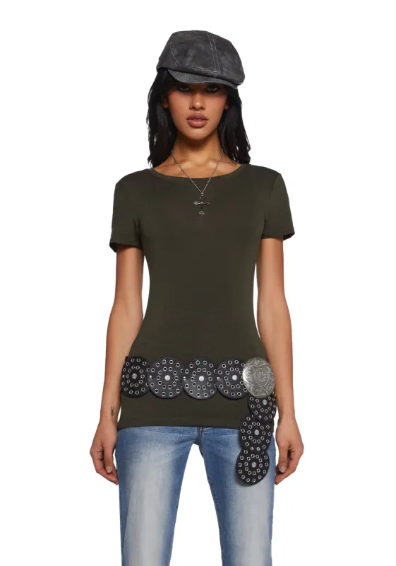 Sweet Rebellion Short Sleeve Top - Dark Green sold by Dolls Kill
