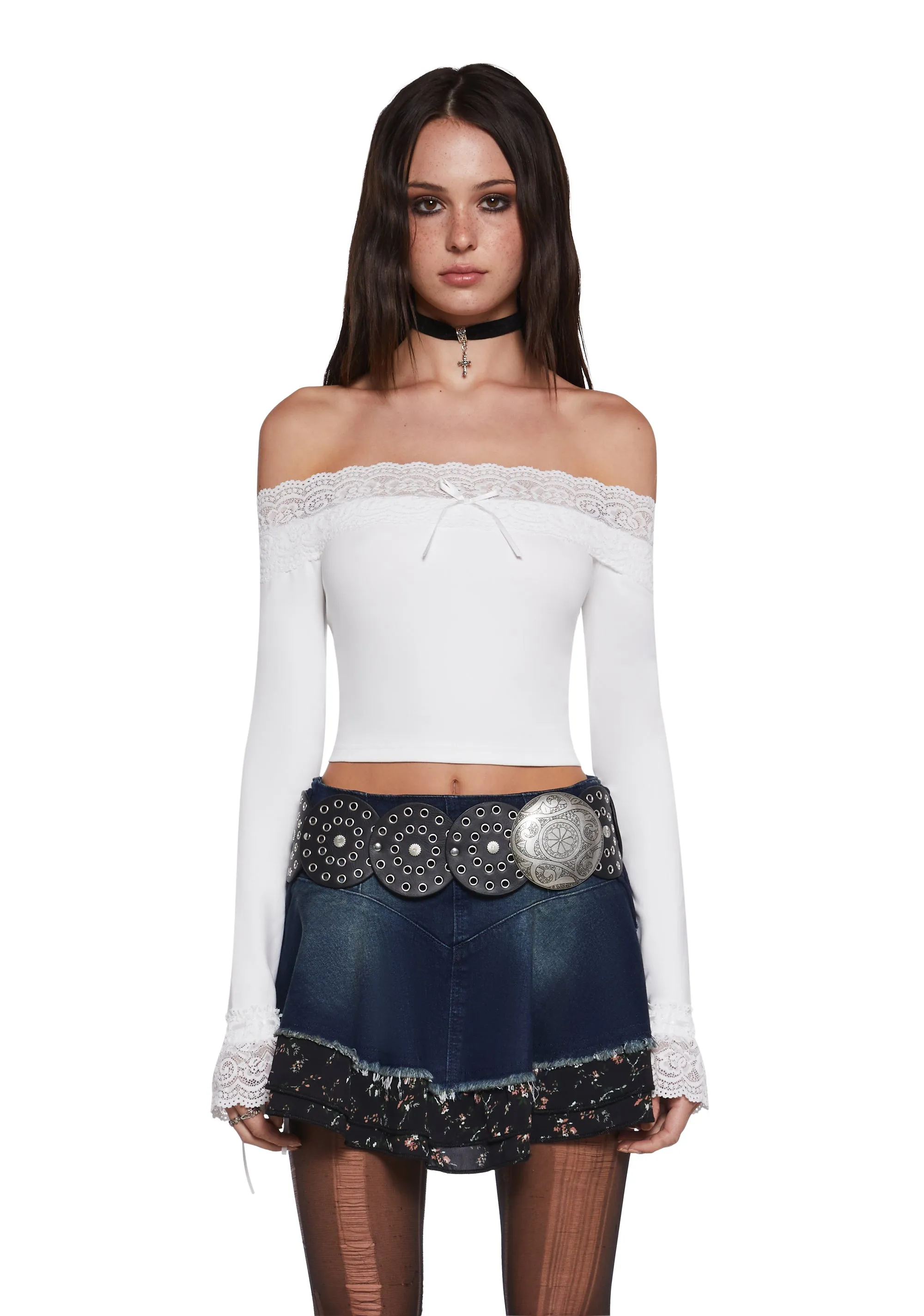 Flirt Expert Off The Shoulder Top - White sold by Dolls Kill