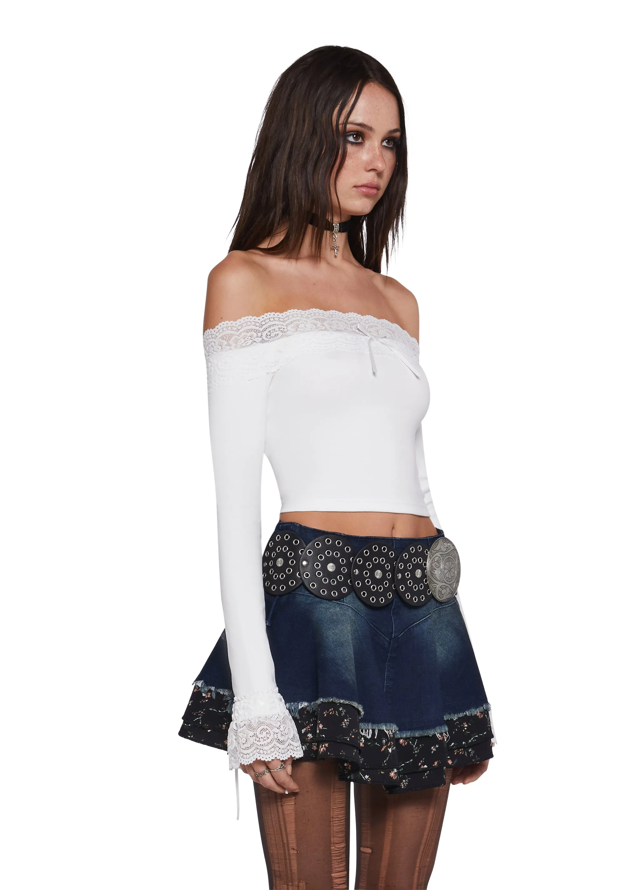 Flirt Expert Off The Shoulder Top - White sold by Dolls Kill product image thumbnail 3