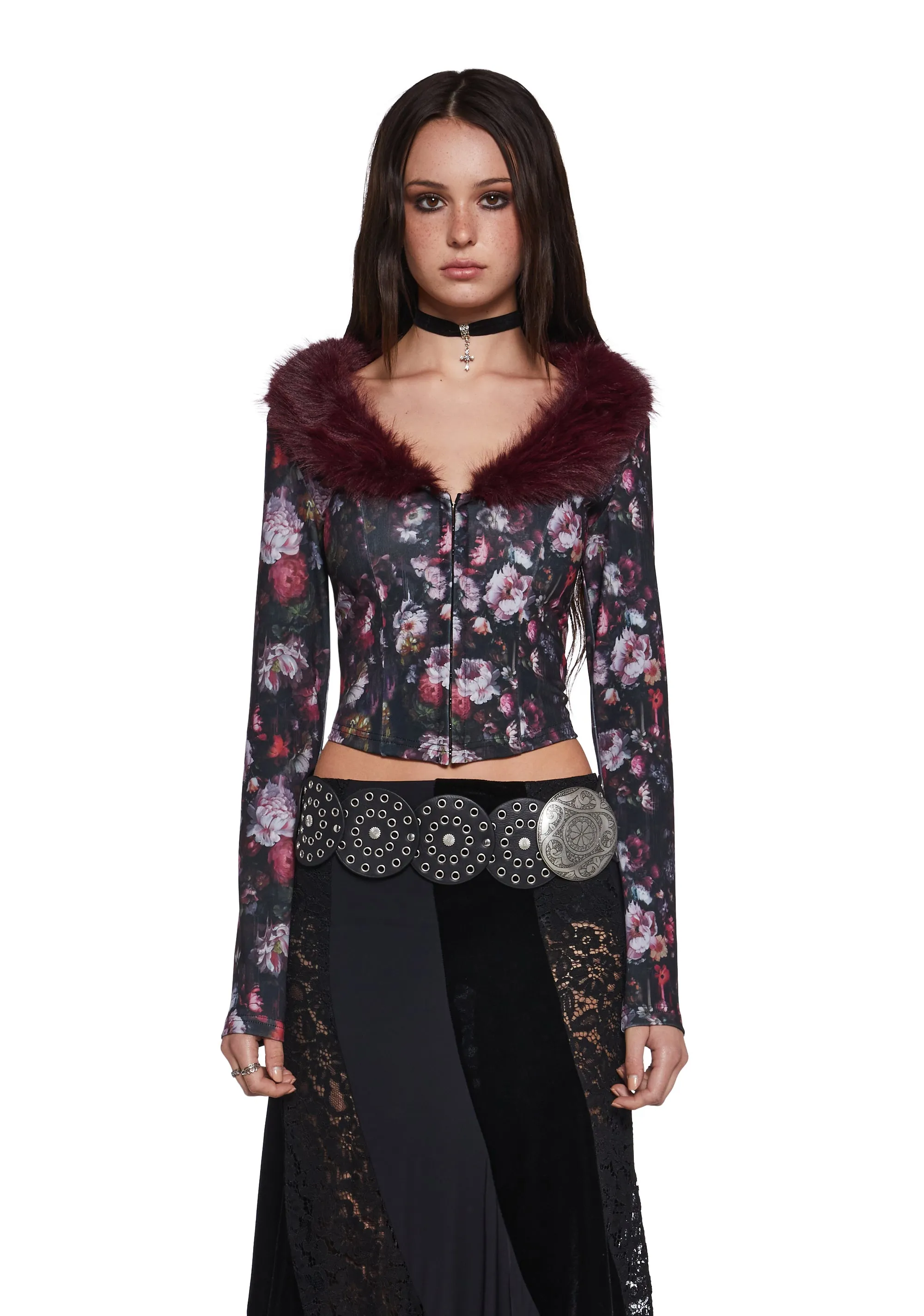 Enchanted Inkwell Faux Fur Cardigan sold by Dolls Kill