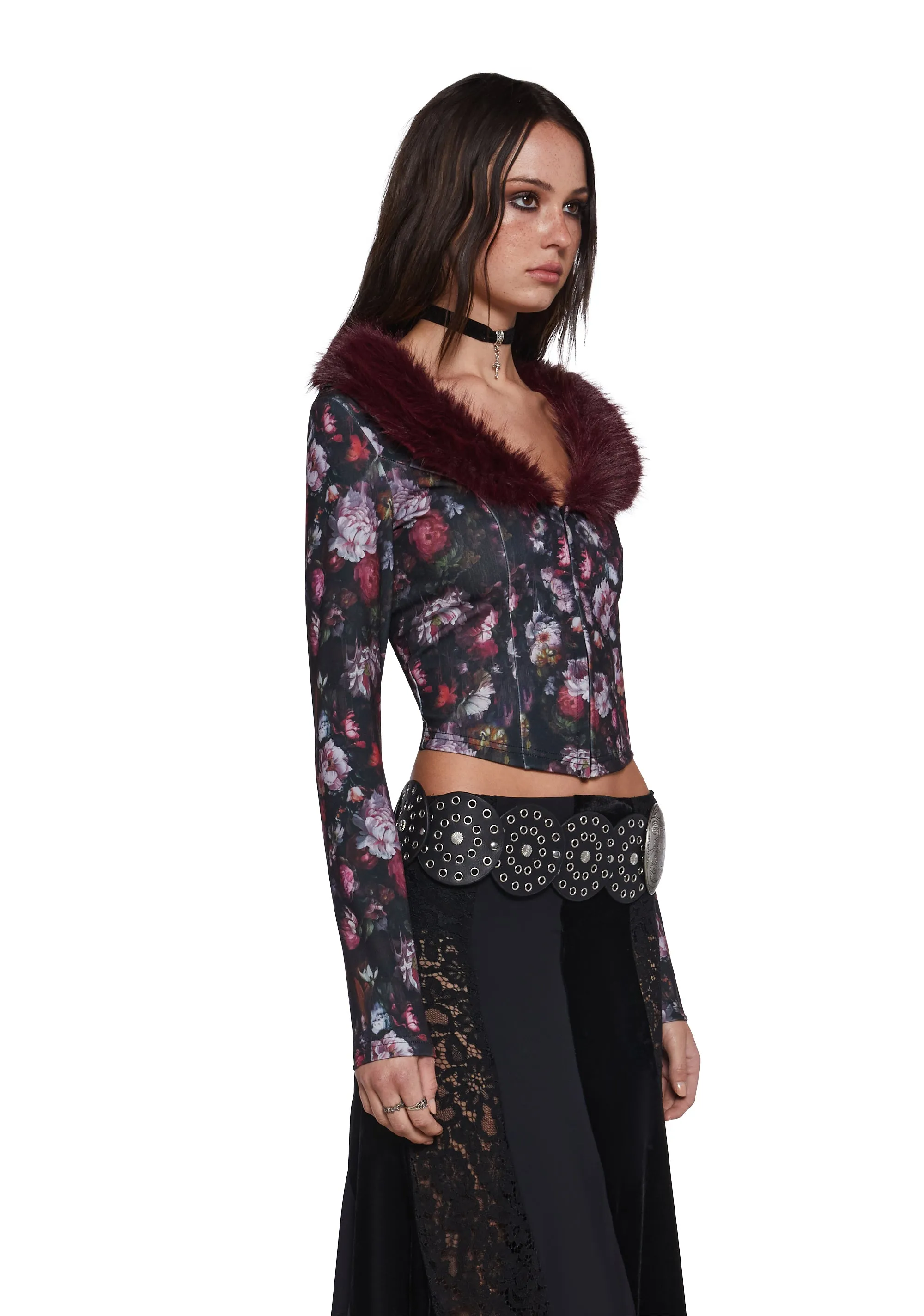 Enchanted Inkwell Faux Fur Cardigan sold by Dolls Kill product image thumbnail 4
