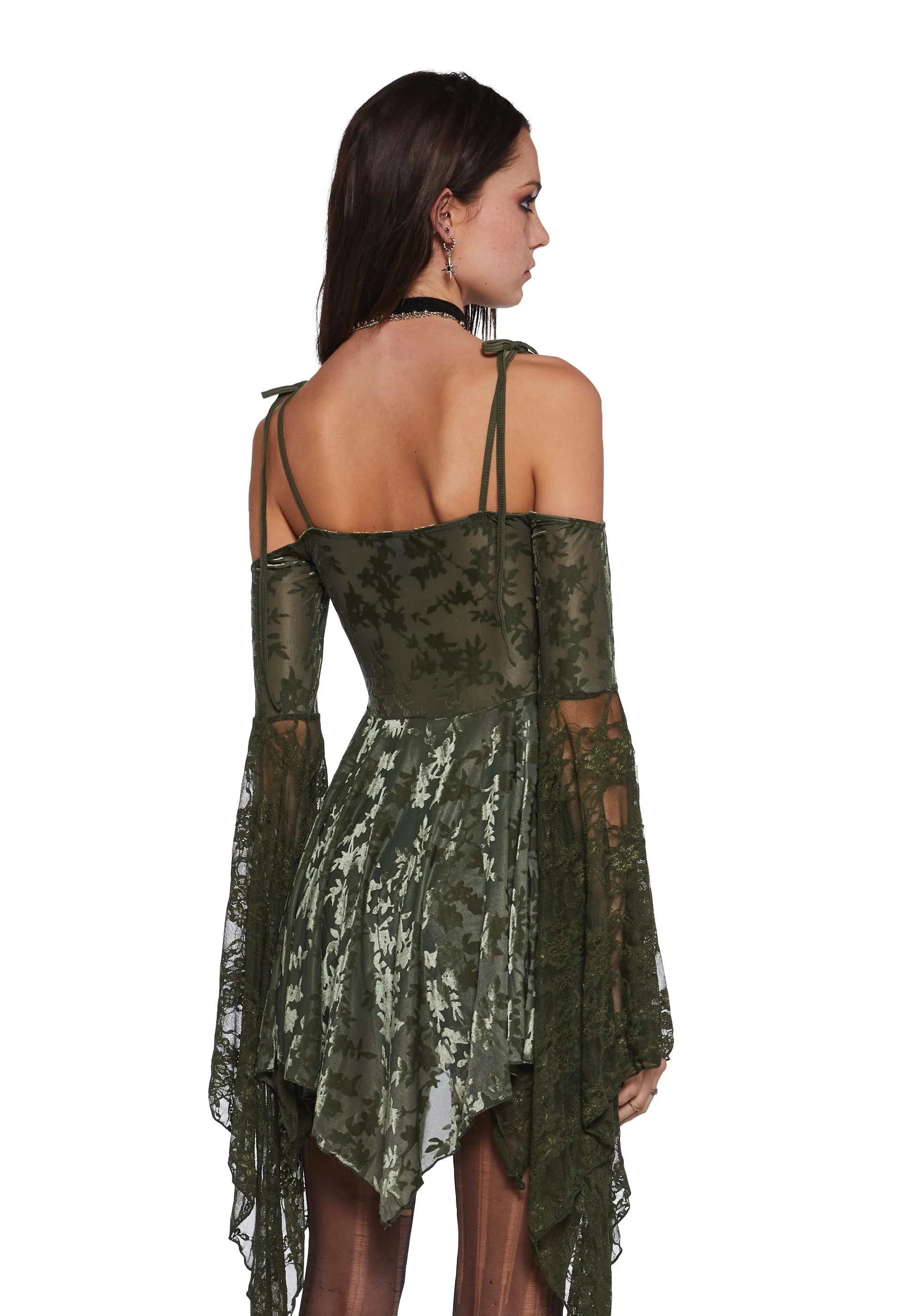 F is For Fairies Handkerchief Dress - Green Velvet Lace sold by Dolls Kill product image thumbnail 5