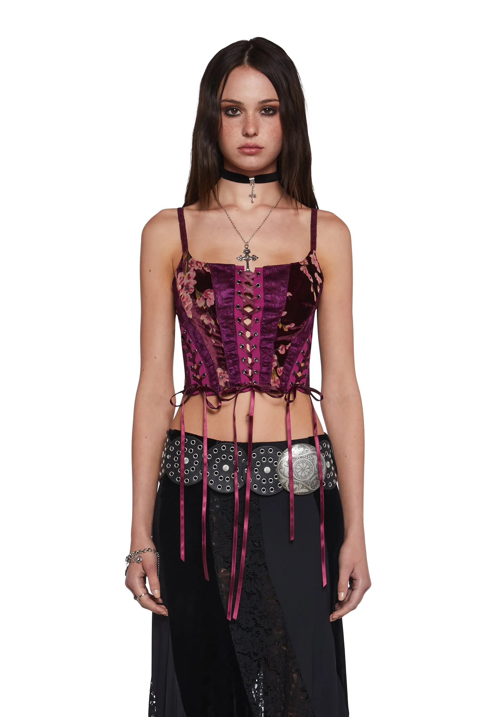 Stumbled On Sublime Corset Top - Burgundy sold by Dolls Kill