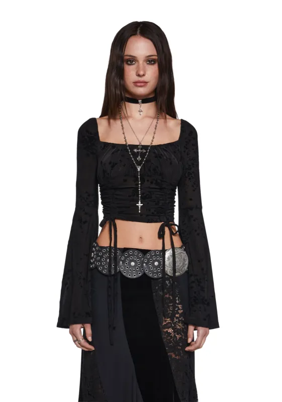 Your Fate Long Sleeve Top - Black sold by Dolls Kill