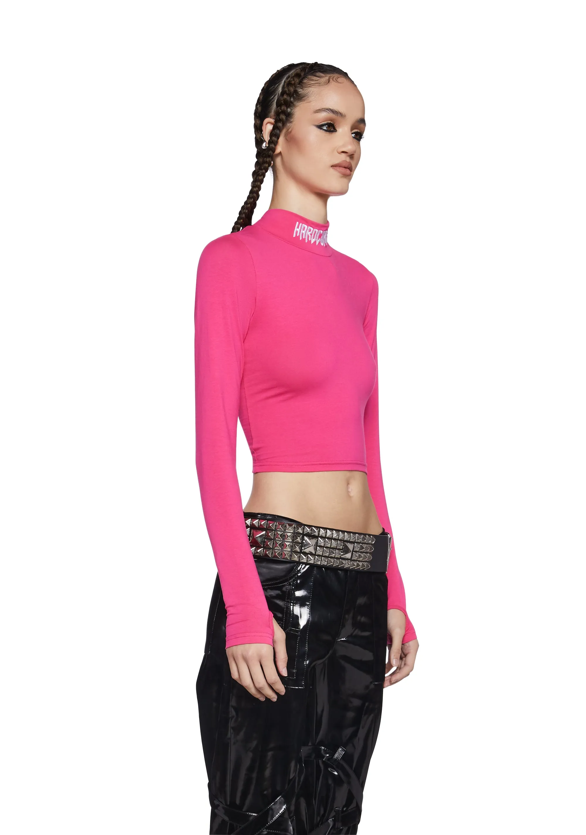 Techno Snob Mock Neck Top - Pink sold by Dolls Kill product image thumbnail 4