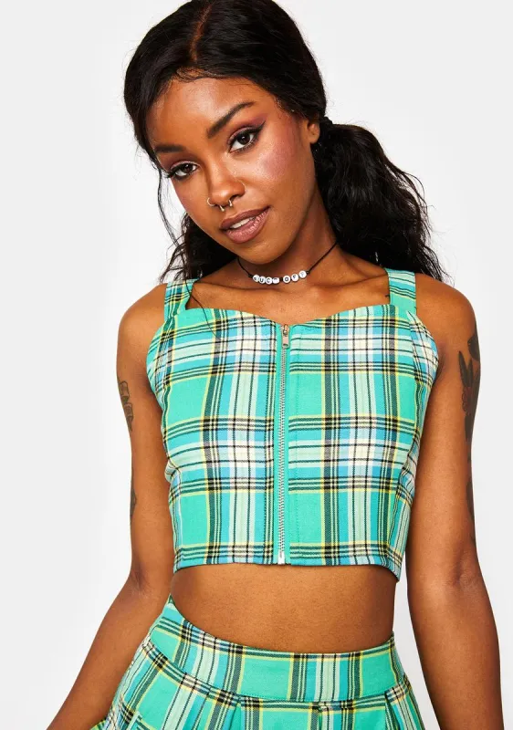 Spring Tartan Strap Crop Top sold by Dolls Kill