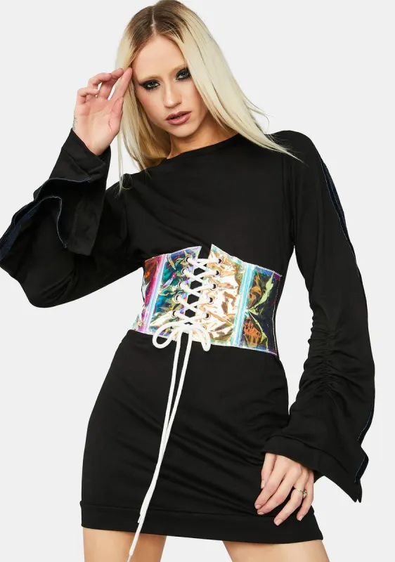 Shine Bright Holographic Corset Dress sold by Dolls Kill