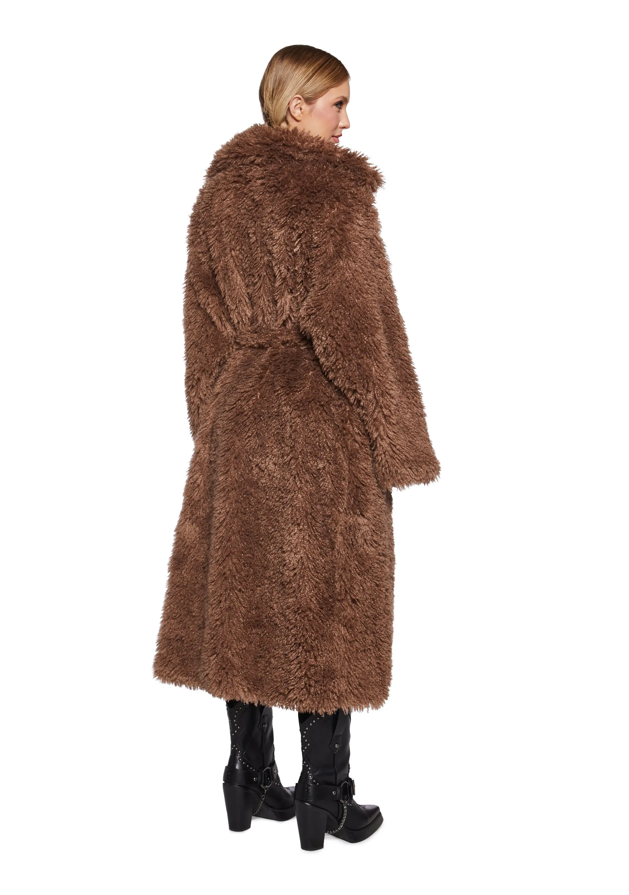 It’s All Happening Faux Fur Coat - Brown sold by Dolls Kill product image thumbnail 4