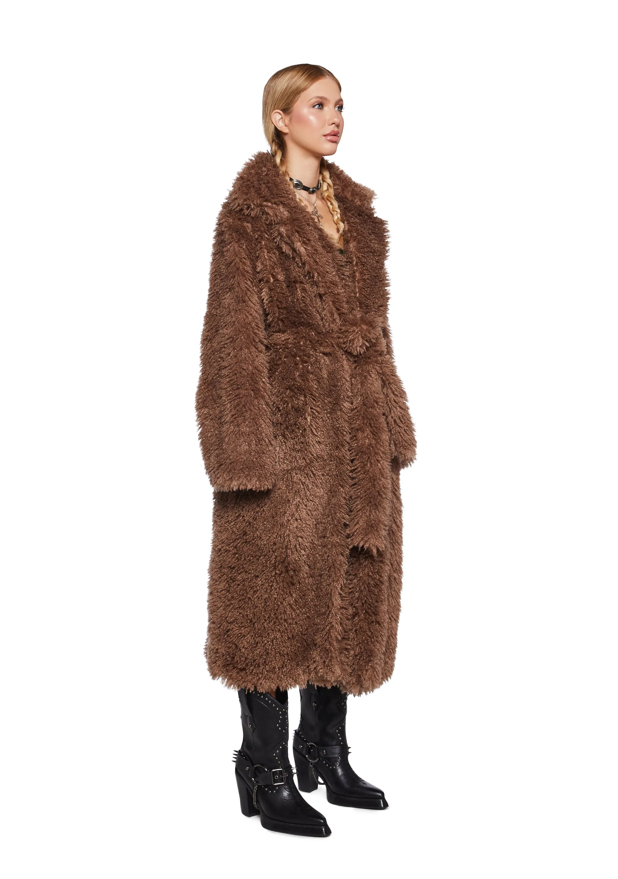 It’s All Happening Faux Fur Coat - Brown sold by Dolls Kill product image thumbnail 3