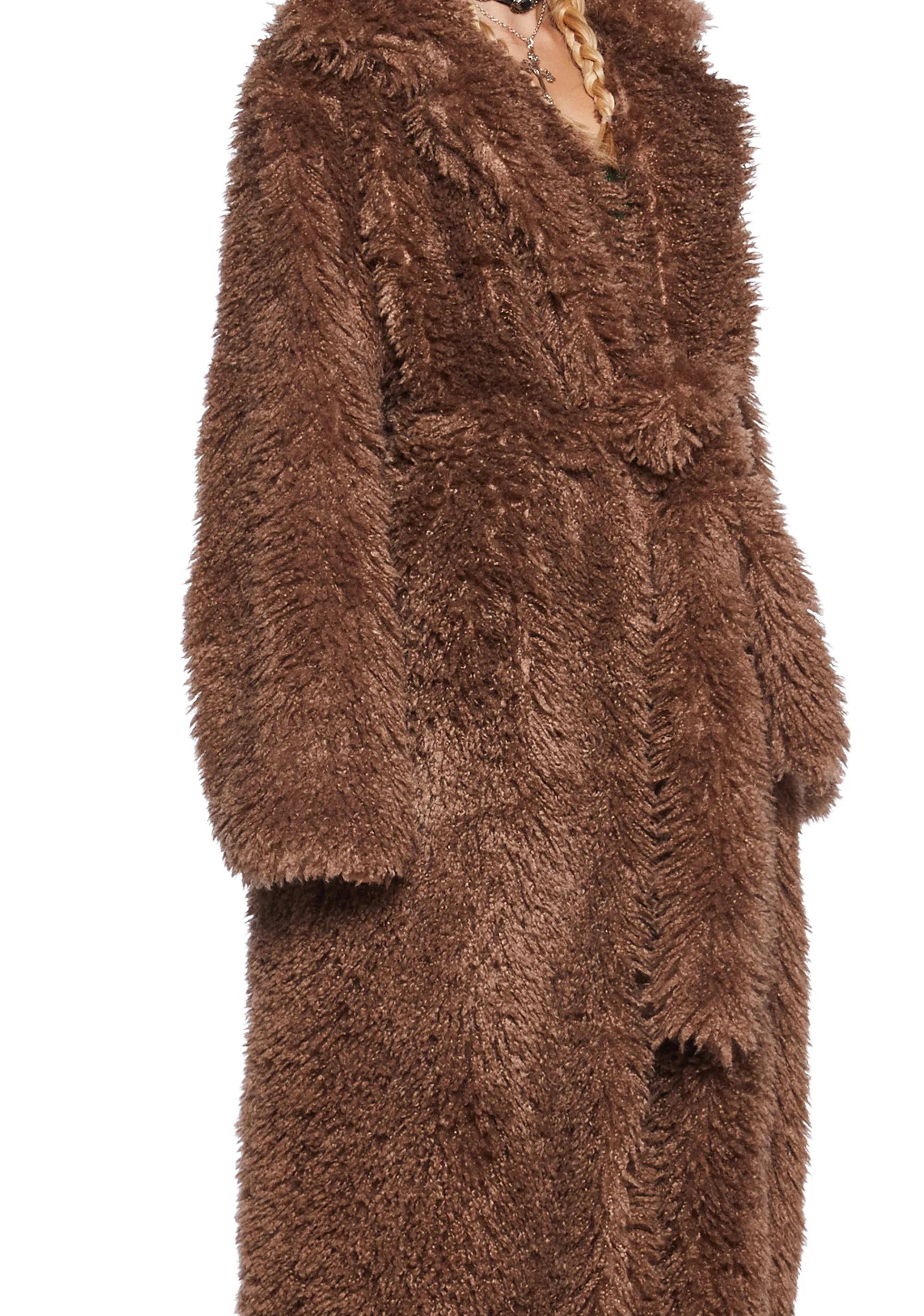 It’s All Happening Faux Fur Coat - Brown sold by Dolls Kill product image thumbnail 2